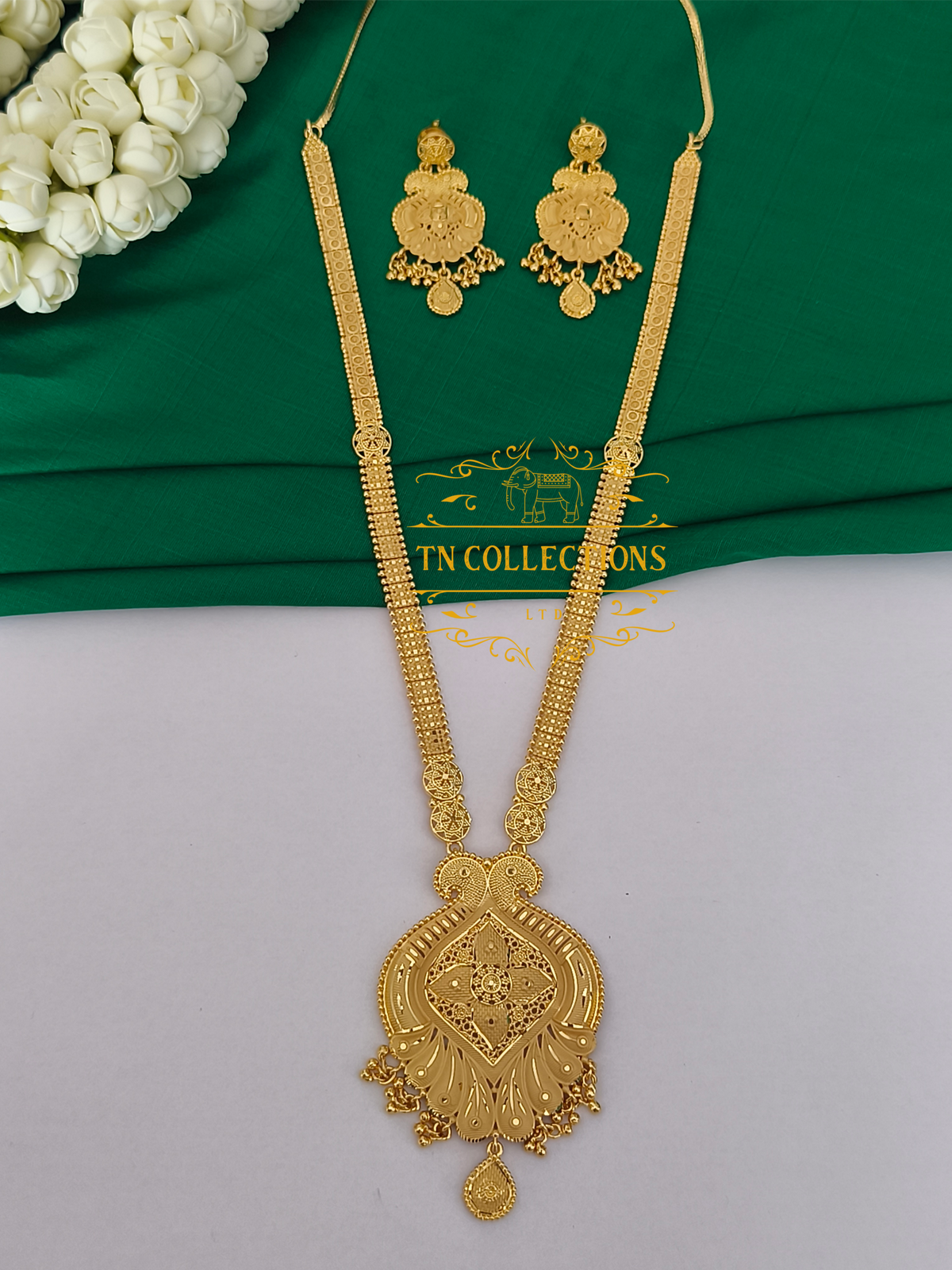 One Gram Gold Forming Haaram with Earrings