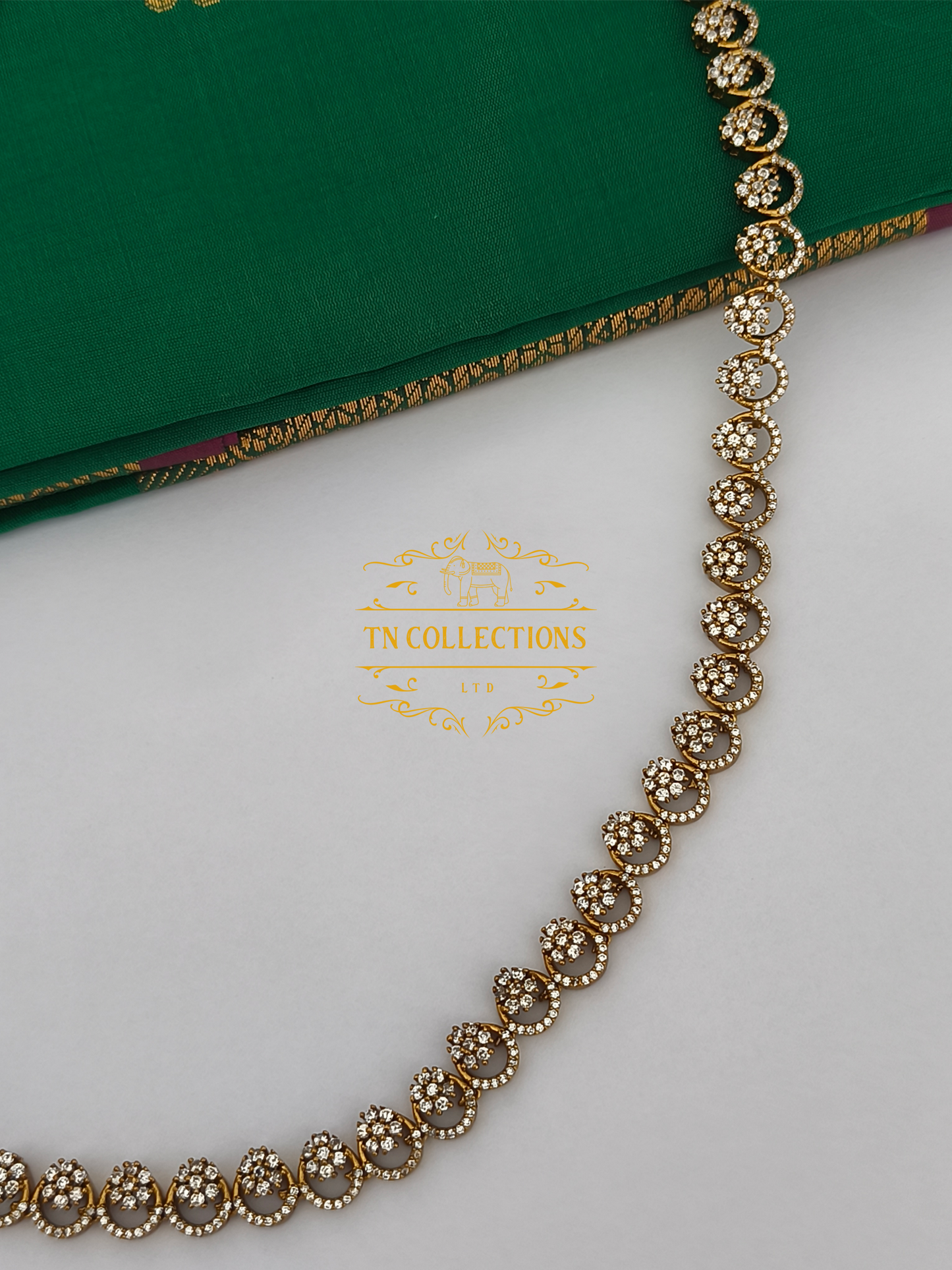 Matte Finish Cz hip chain (Full white stone)