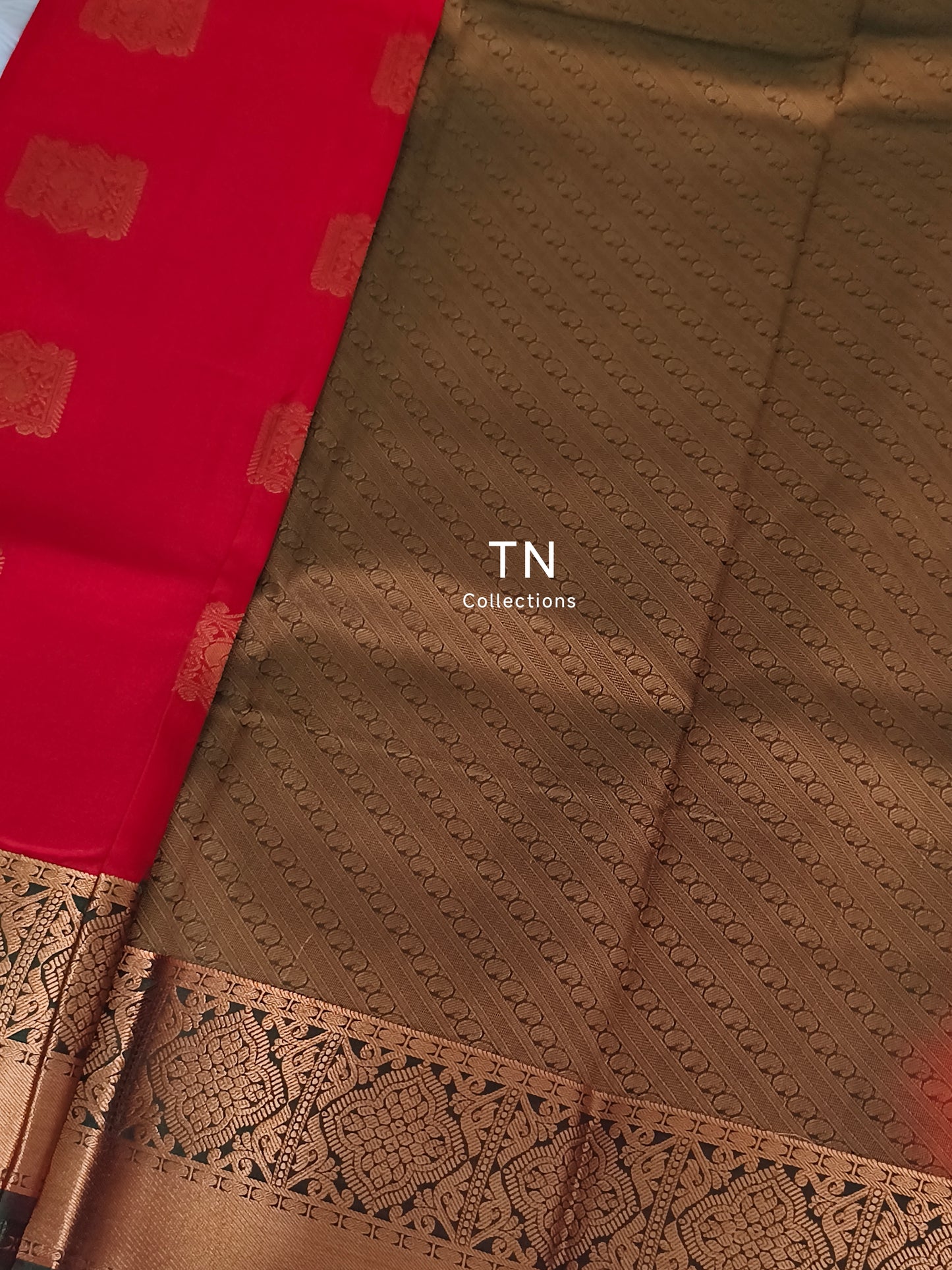 Red Premium Kanchi Semi silk saree with contrast blouse