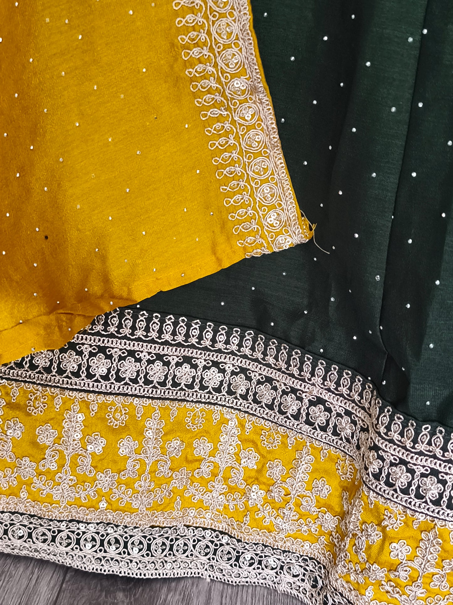 Grand Partywear 3pcs Anarkali Suit ( Dark Green)- Size L,XL
