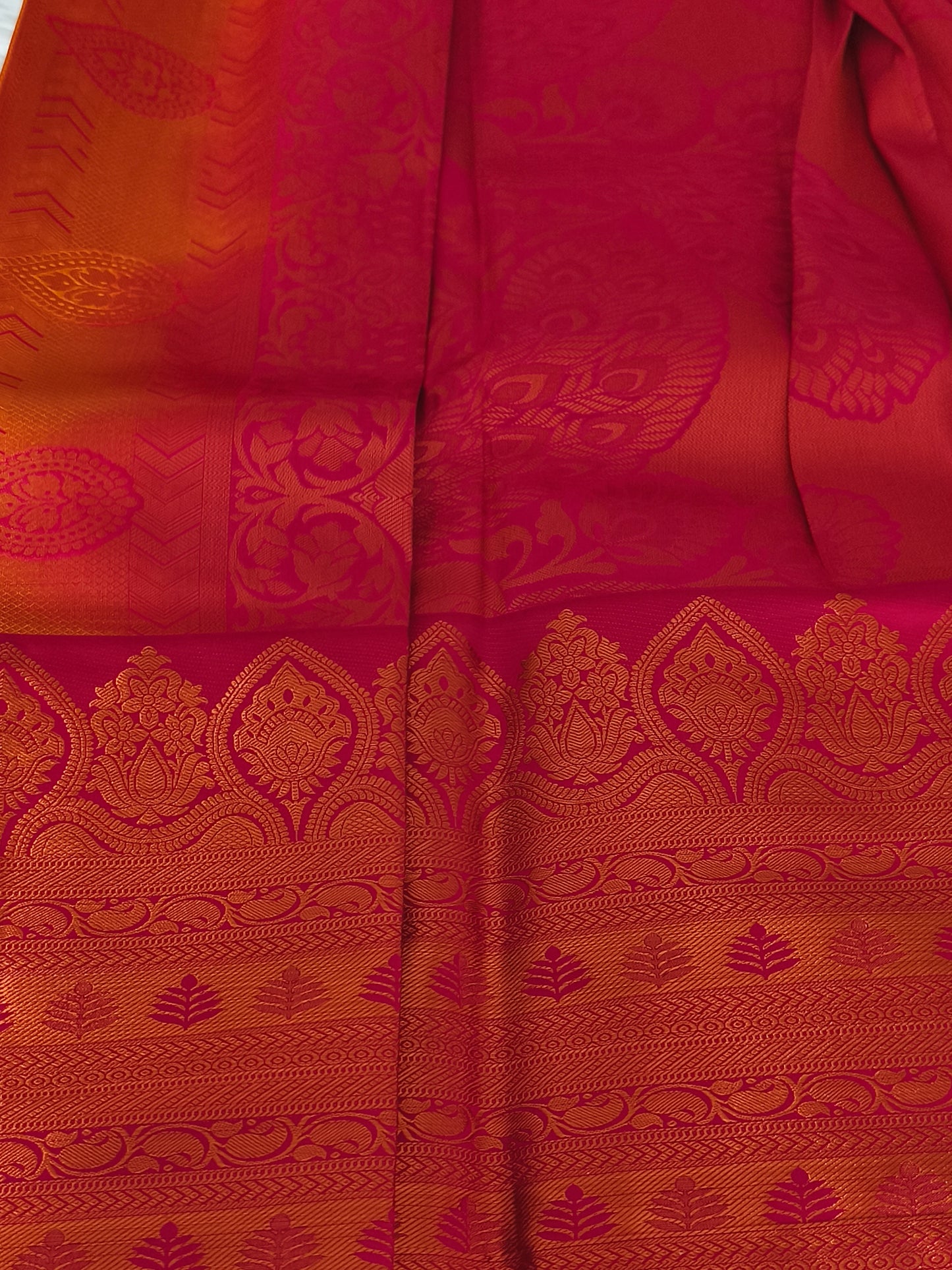 Semi Kanchipuram Silk Saree with contrast blouse