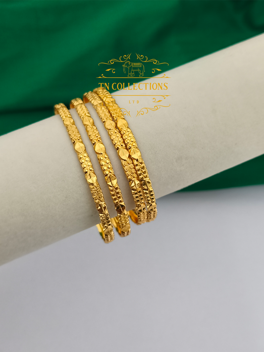 Micro Gold Plated Traditional Bombay Bangles Set of 4     (Size 2.8)
