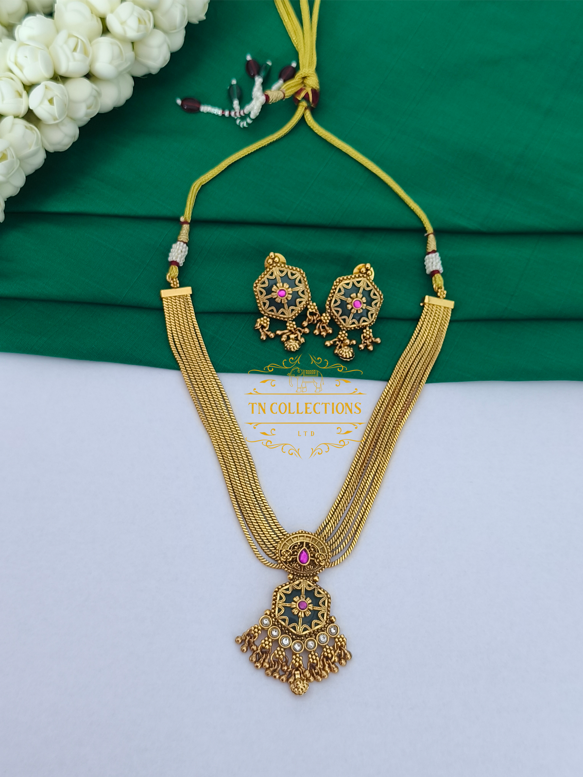 Antique Polish Jadau kundan Necklace Set