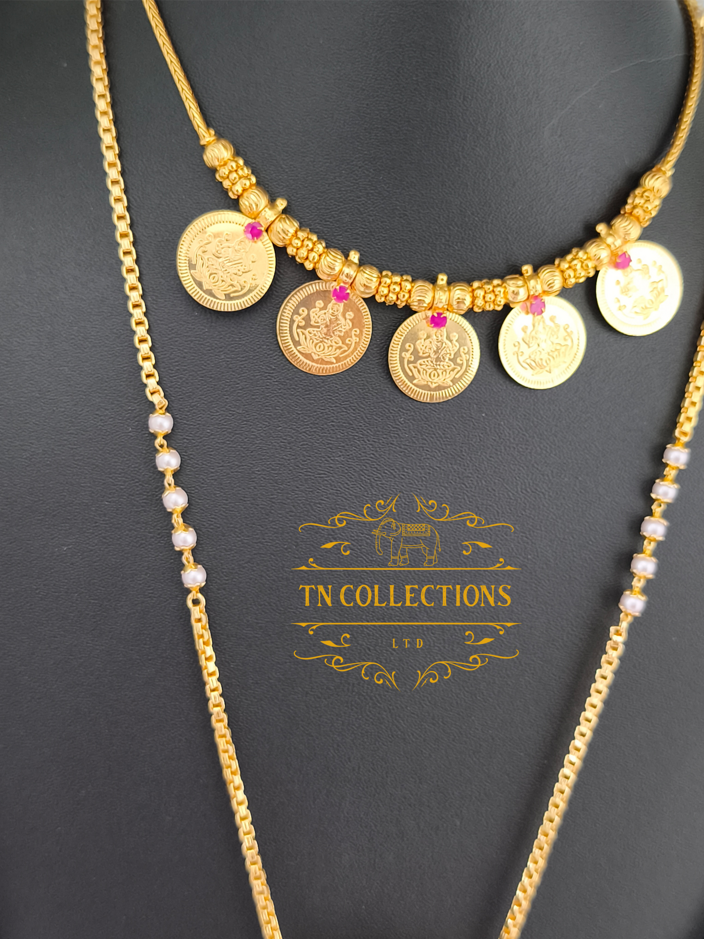 Micro Gold-Plated Traditional Semi Bridal Set (Ruby &white stones)