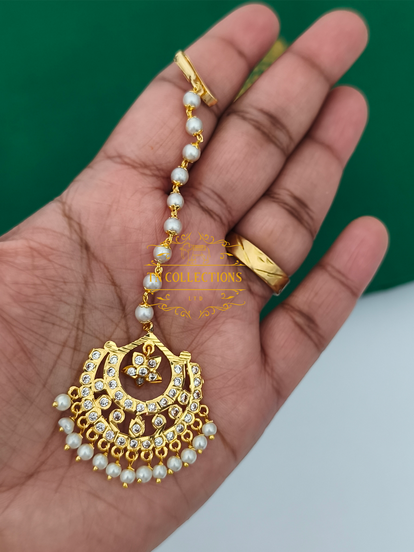 Micro Gold-Plated Tikka (Full White stones)