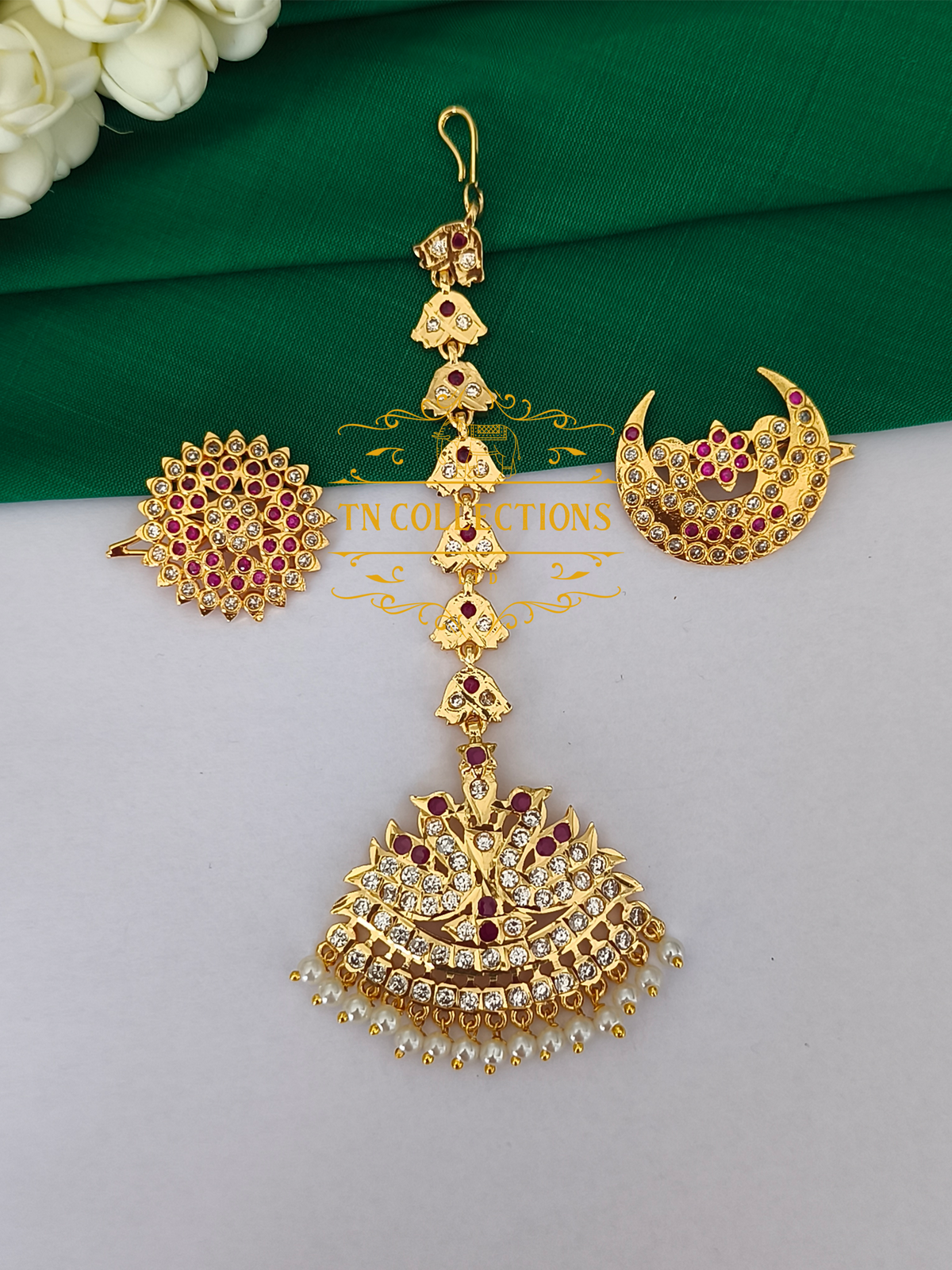 Micro Gold Finish Sun & Moon Bridal Hair Accessories Set