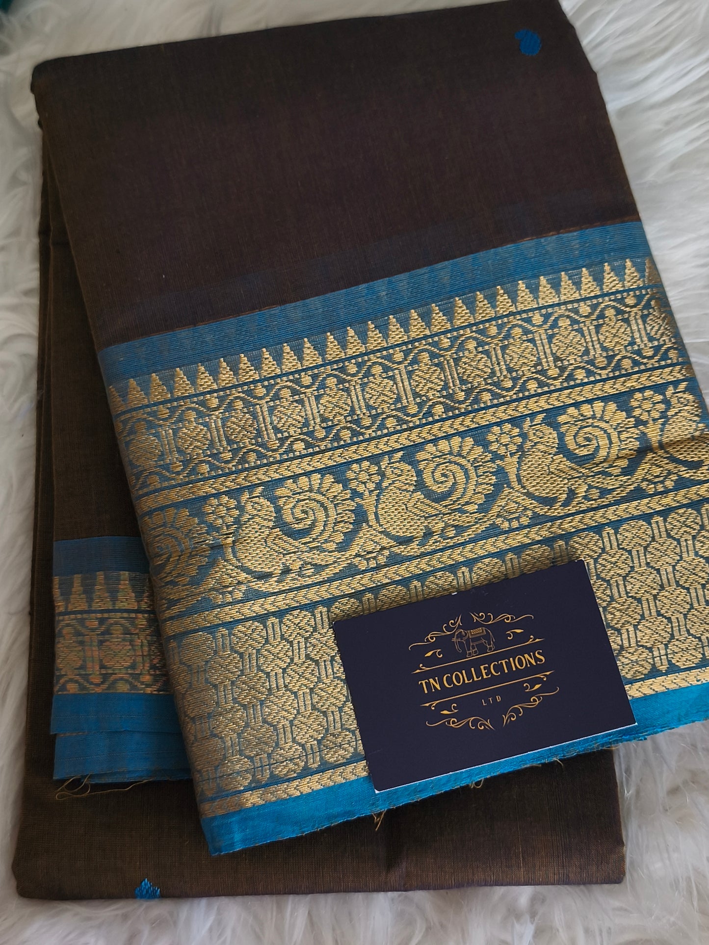 Pure kanchi Cotton Saree (Brown)