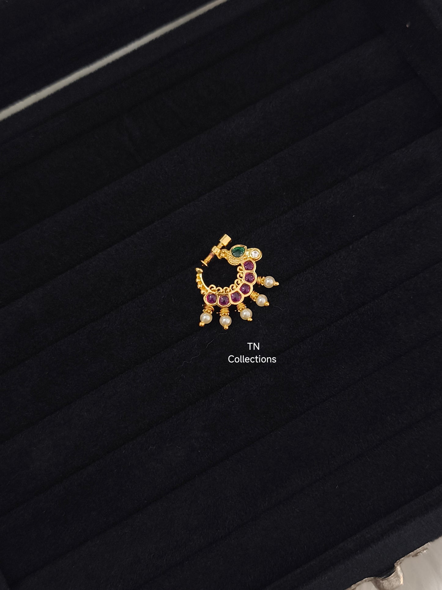 Bridal Gold plated Nose ring (Ruby)