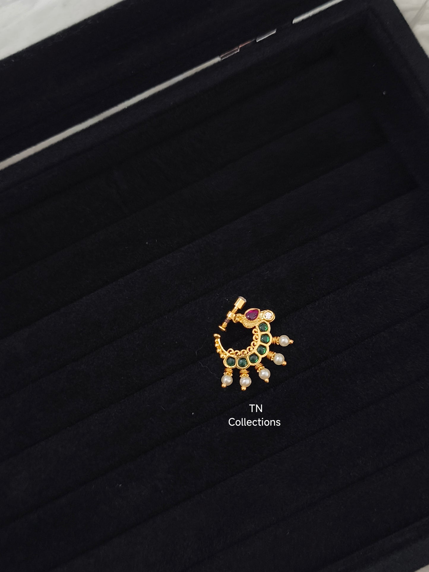 Bridal Gold plated Nose ring (Green)