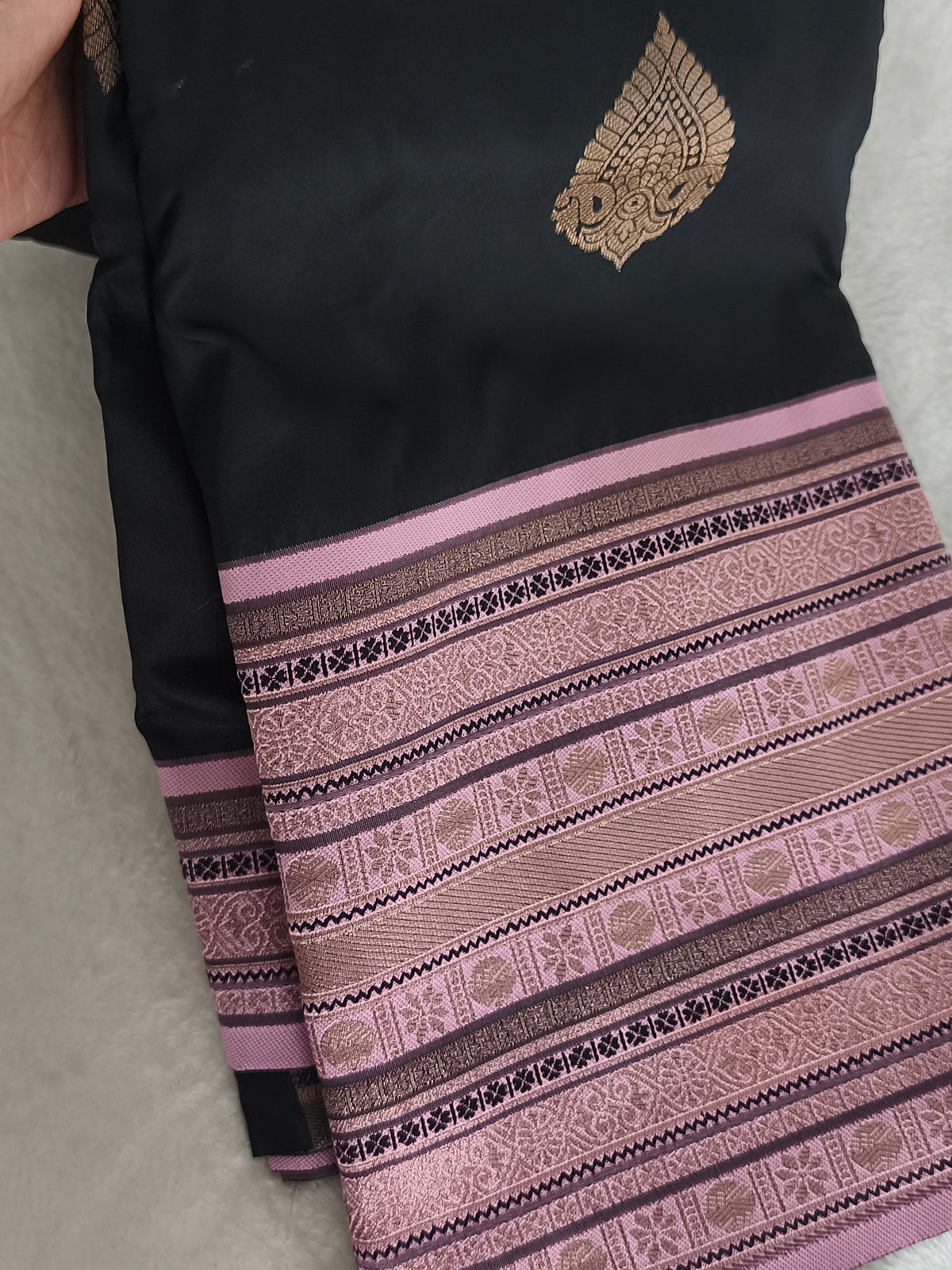 Black Kanchi semi silk Saree