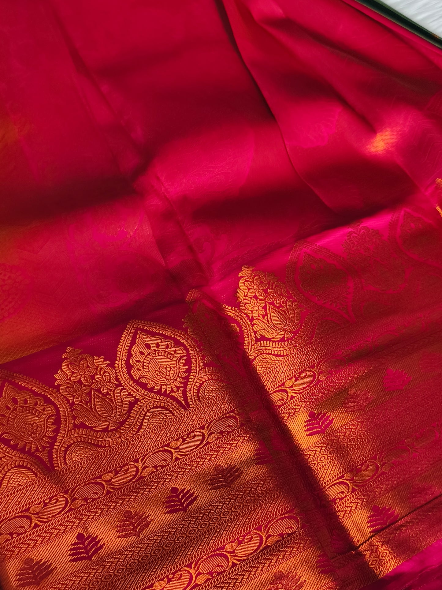 Semi Kanchipuram Silk Saree with contrast blouse