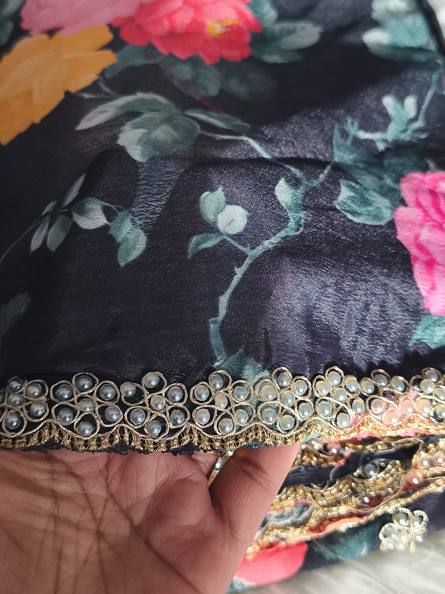 Black Floral Party Saree