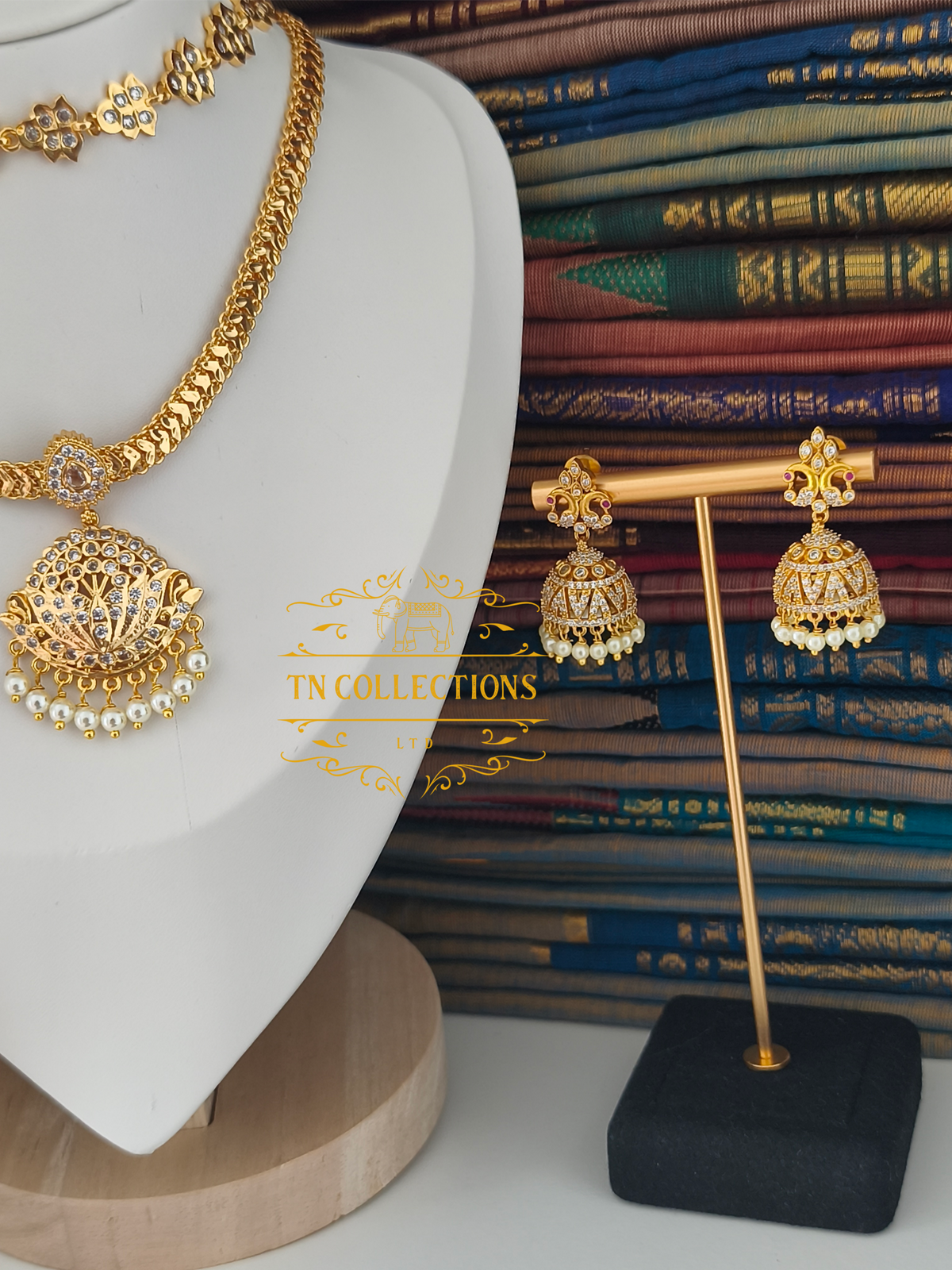 Micro Gold Finish Statement Necklace Set