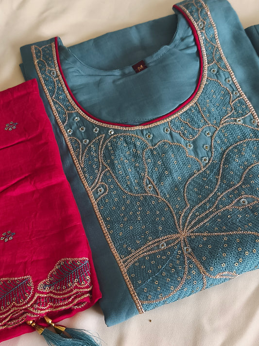 Readymade 3pcs Shalwar with bottom and duppatta