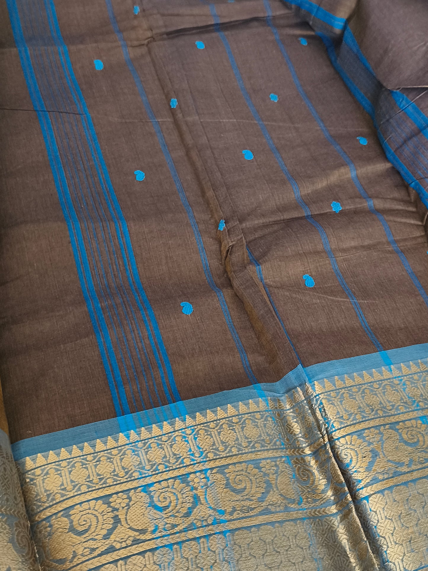 Pure kanchi Cotton Saree (Brown)