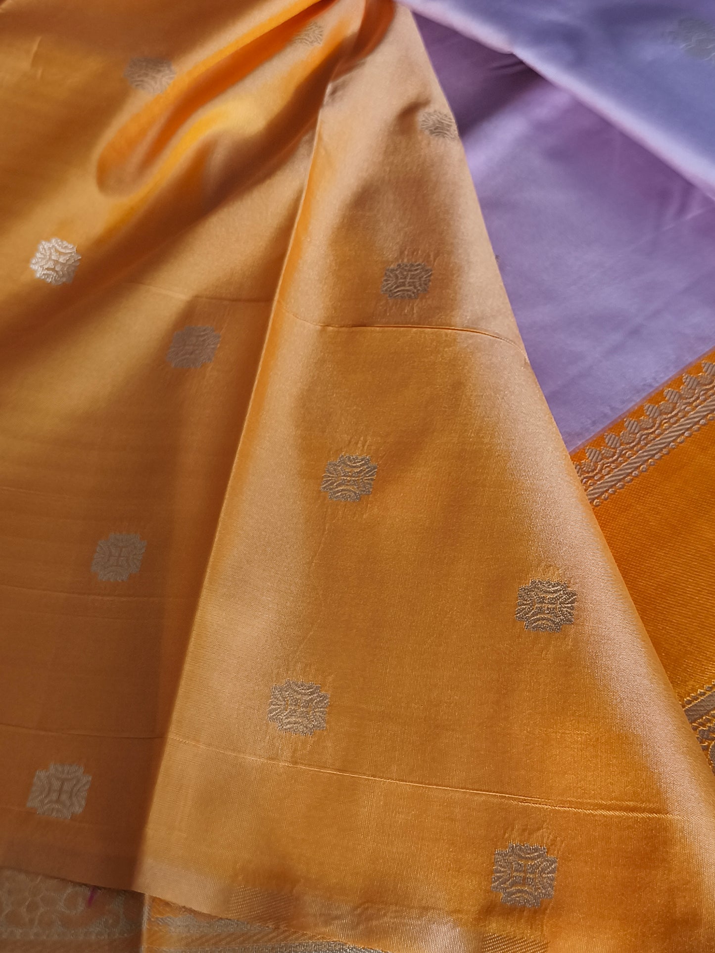 Stunning Kanchi Semi silk saree with contrast blouse