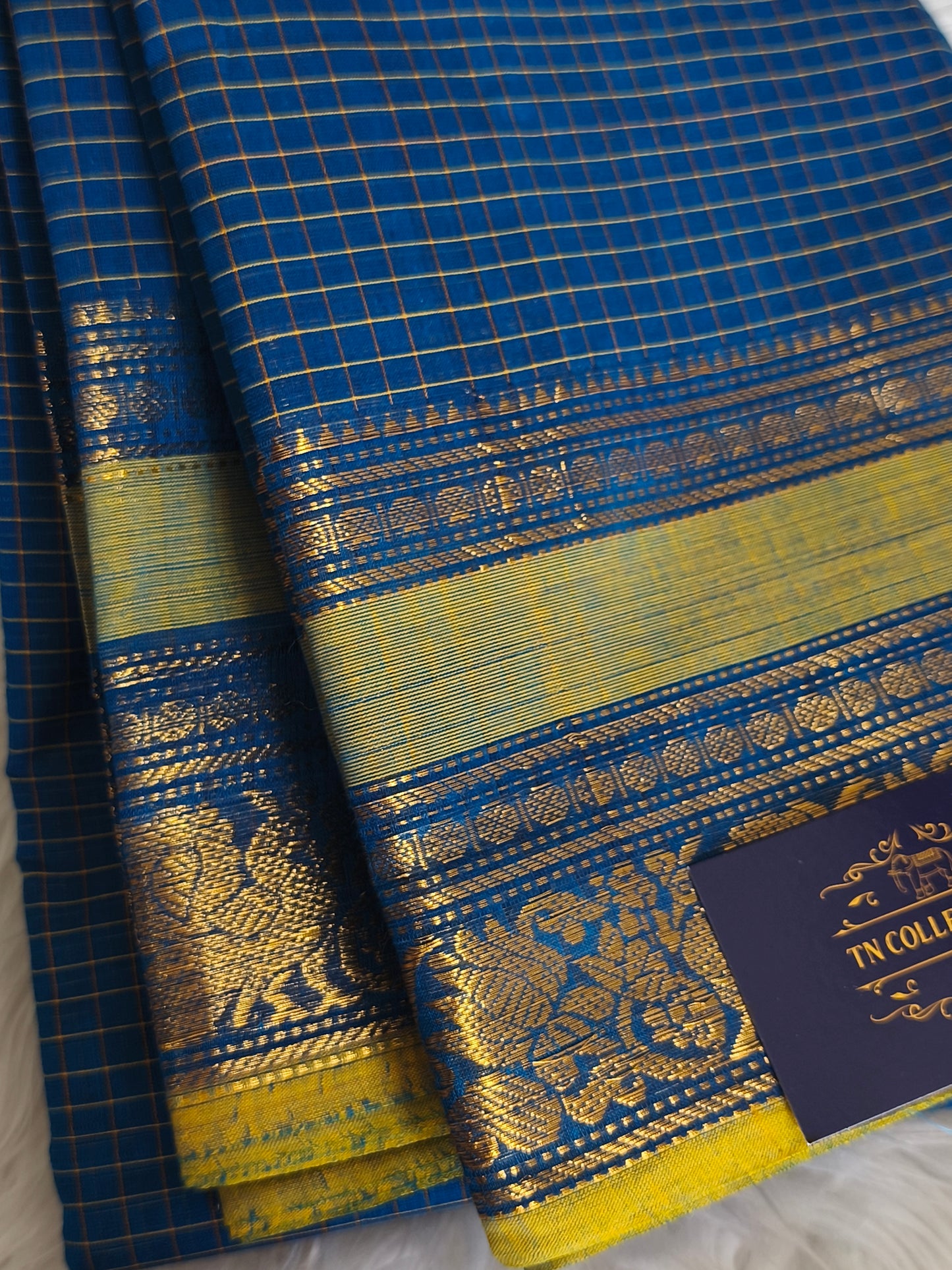 Pure handloom checked design kanchi cotton saree
