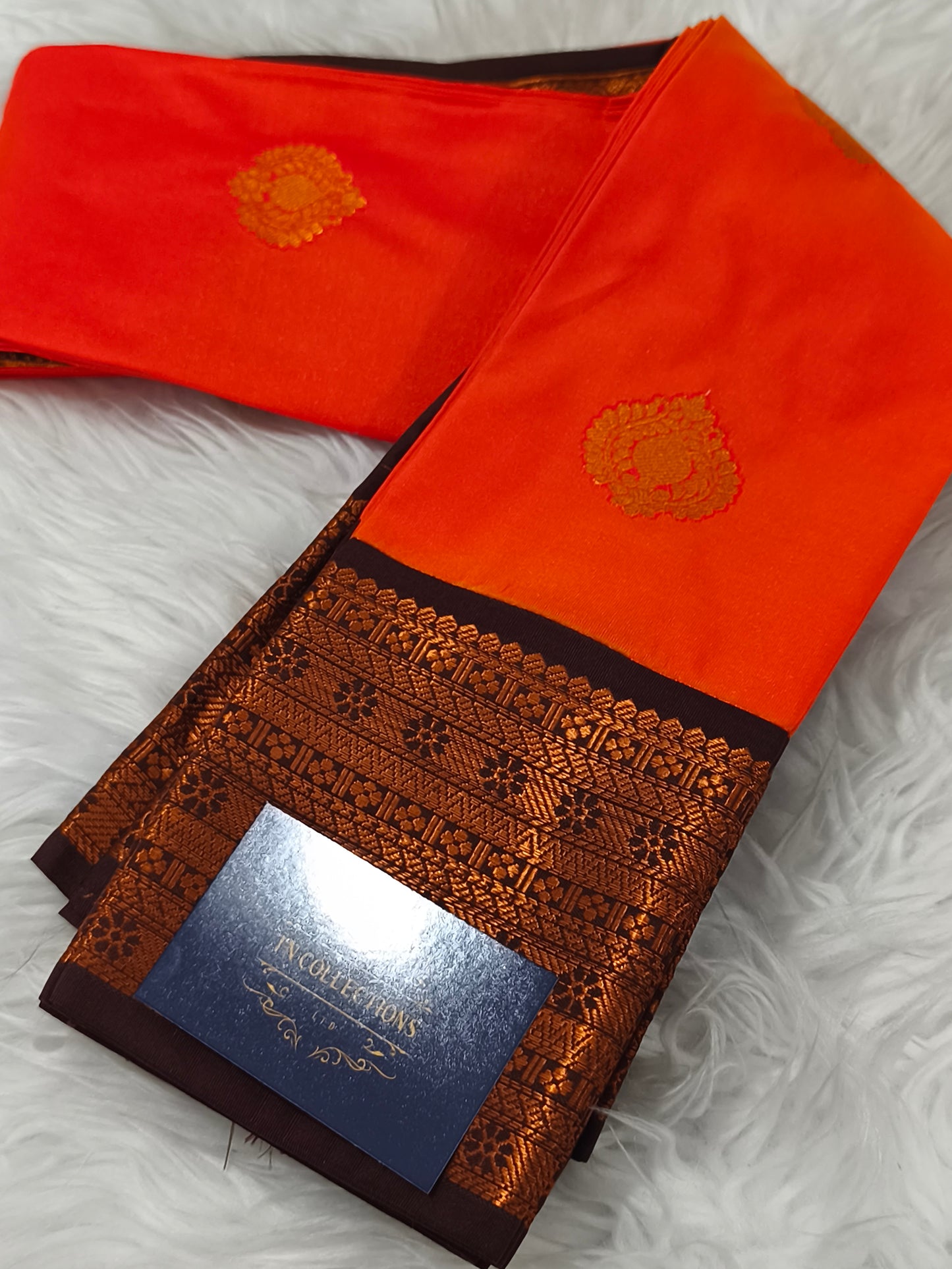 Pure Kanchi Semi Silk Saree(Rusty Orange with Coffee Brown)