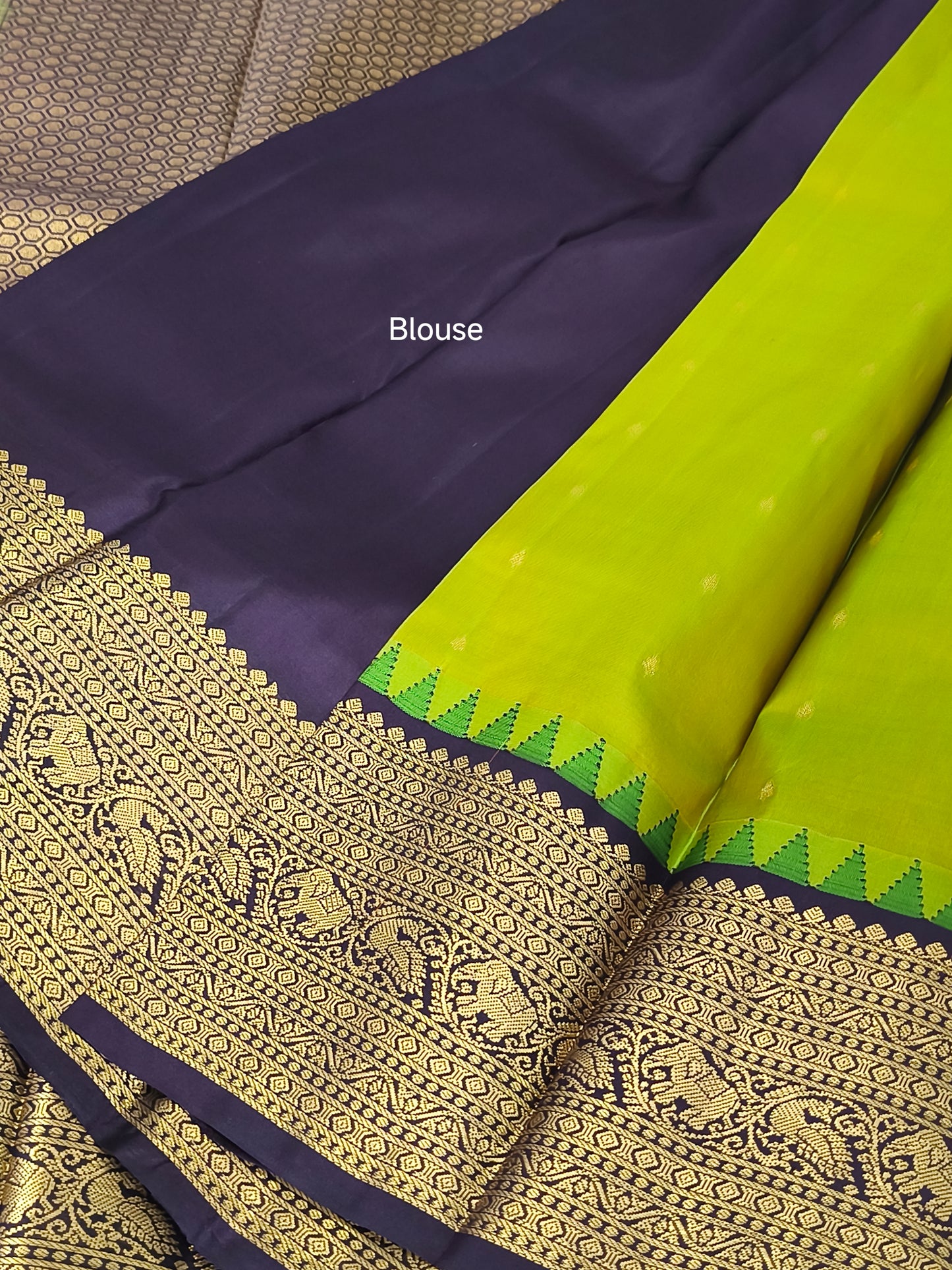 Pure Handloom Kanchipuram Silk Saree (Lime Green)