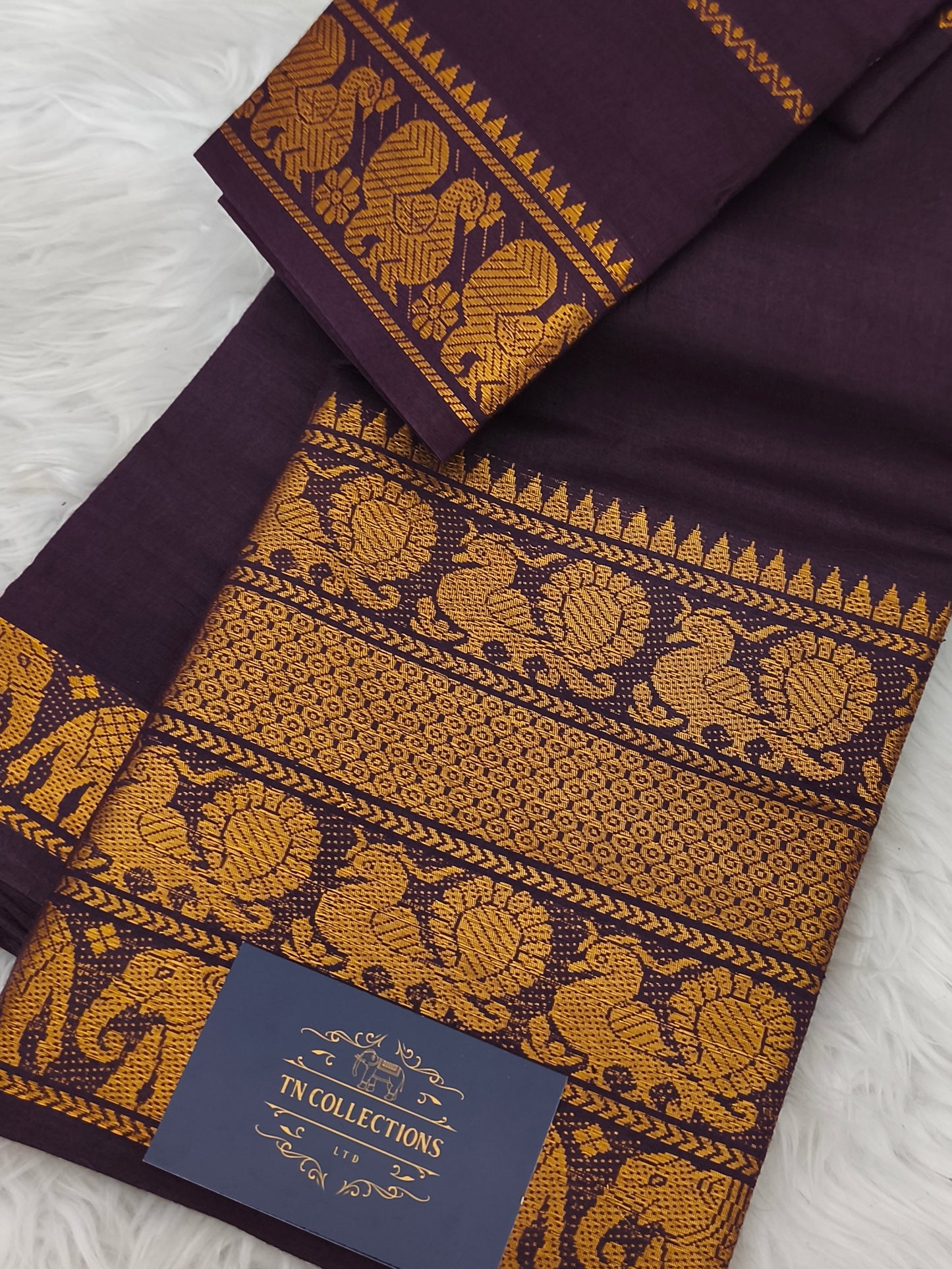 Soft Sungudi Cotton Saree (Coffee Brown)