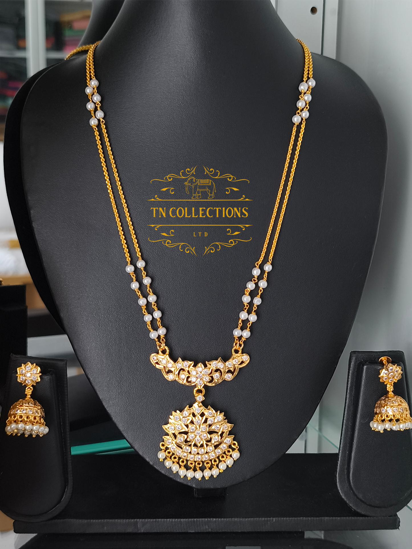 Micro Gold-Plated Traditional semi bridal set (Full white stones)
