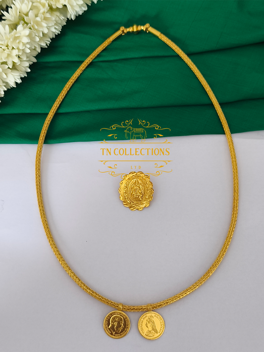 22ct Gold Plated Traditional Hindu Thalikodi with Amman thali & Coins (9-11 Pawn thickness)