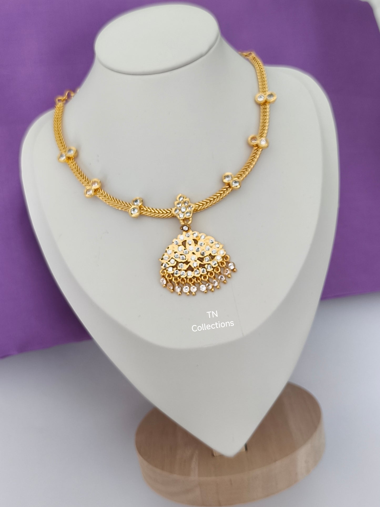 Impon Traditional Attiyal (Full White stones)