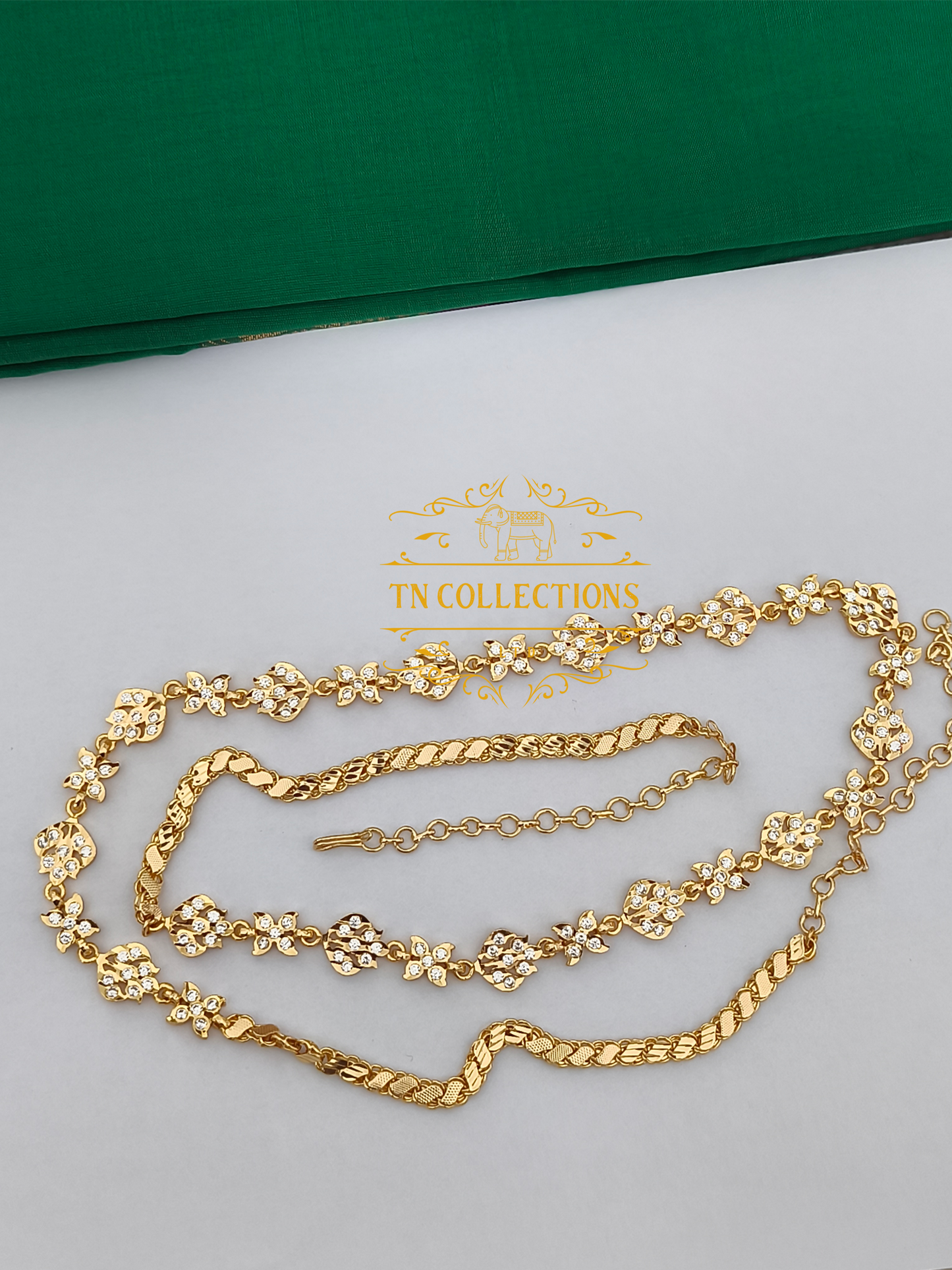 Micro Gold-Plated Trendy Hip chain (Full white stones)