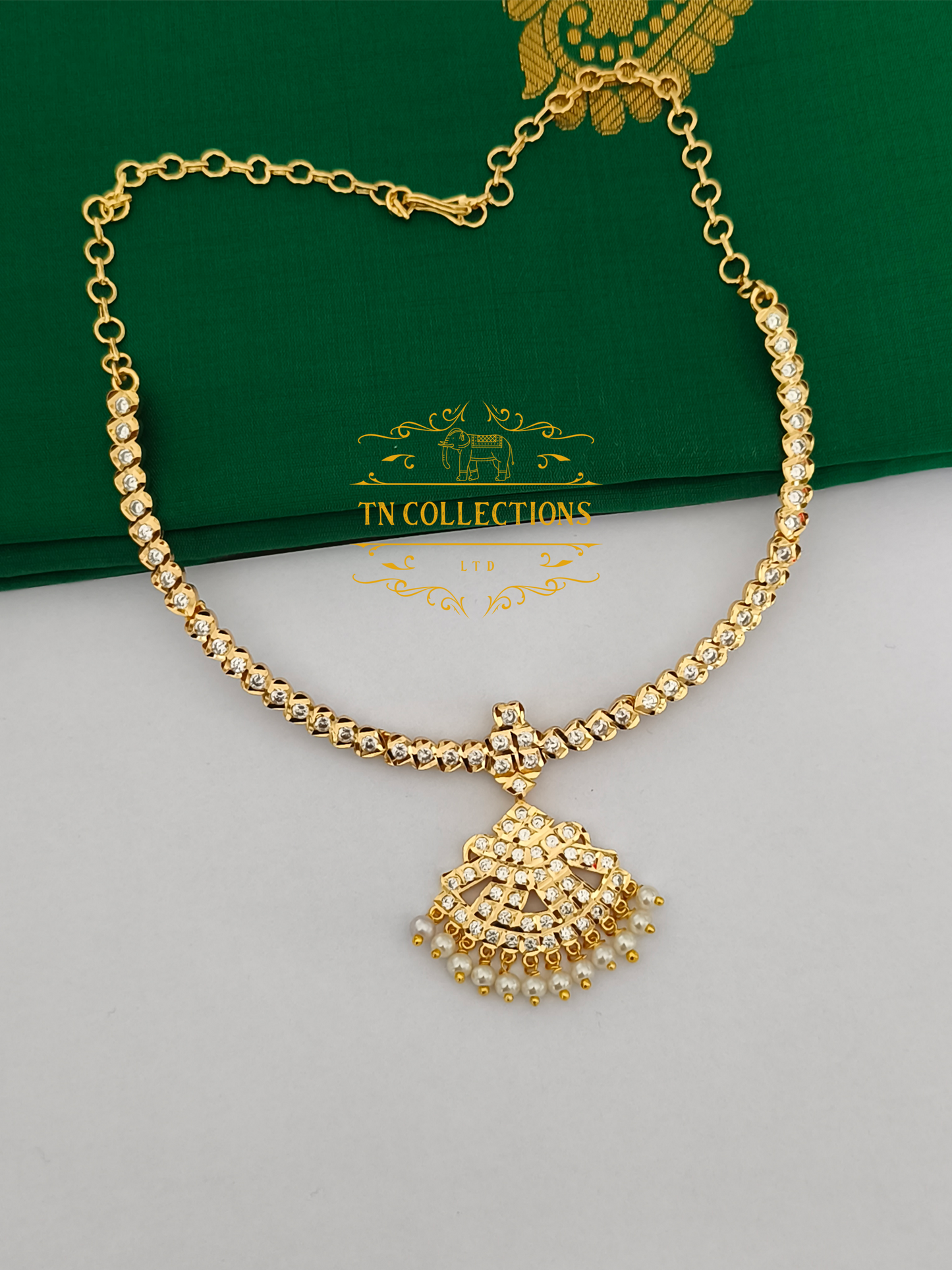 Micro Gold-Plated Traditional Semi Bridal Set (Full white stones)