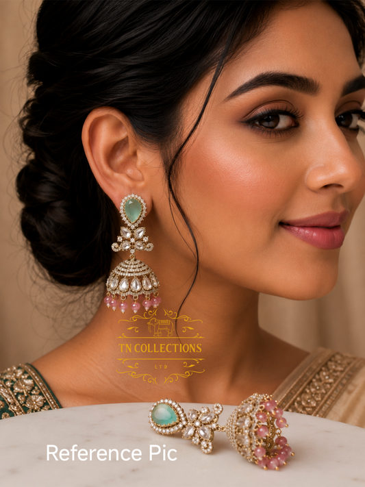 Antique Polish cz AD kundan stone Jumkas