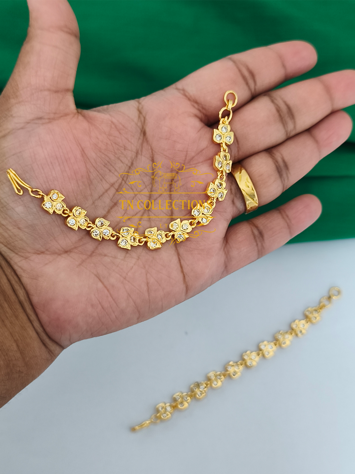 Micro Gold-Plated Traditional Maatal (Full White stones)