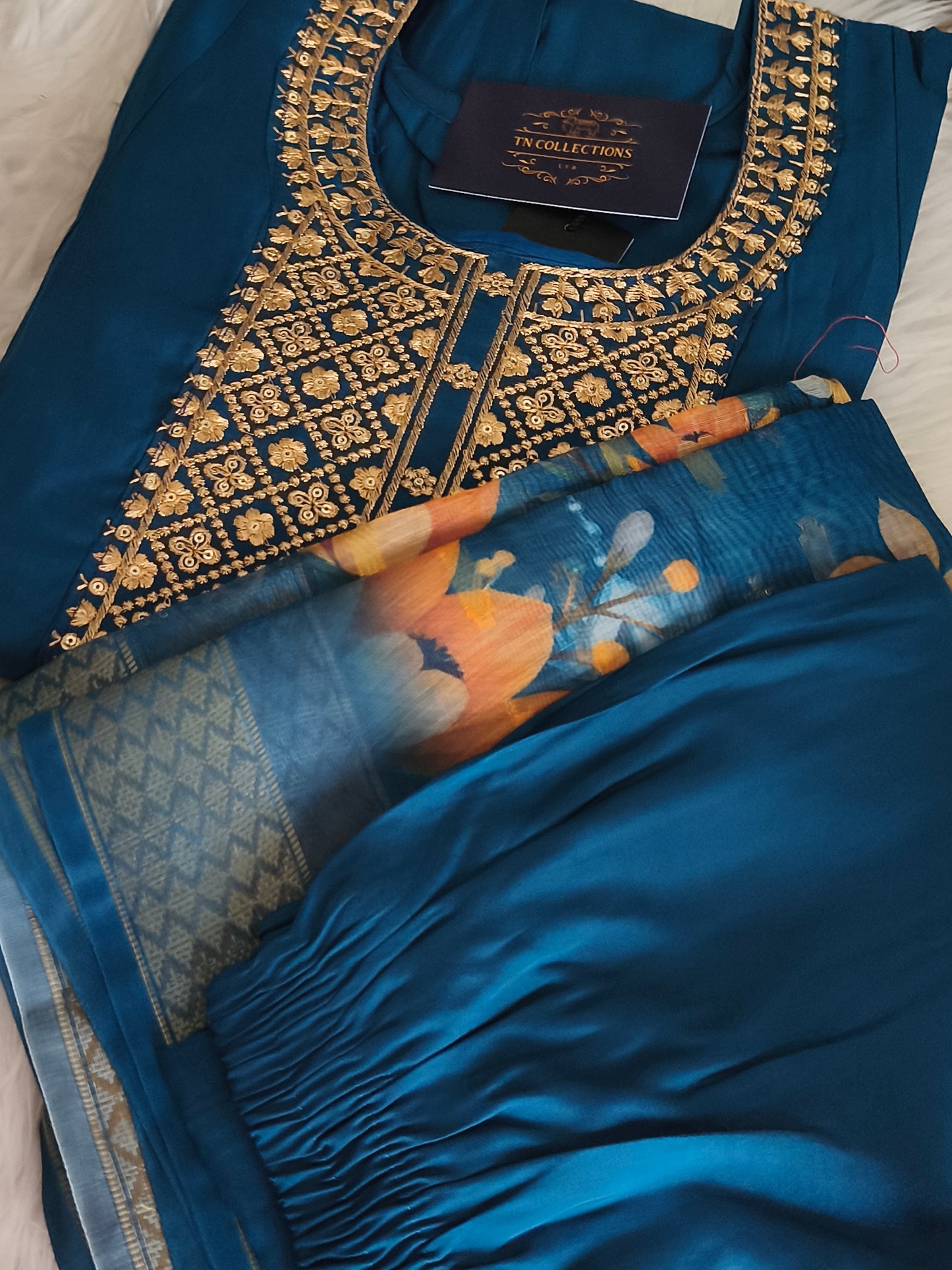 Readymade 3pcs Anarkali Type Shalwar (Navy Blue)