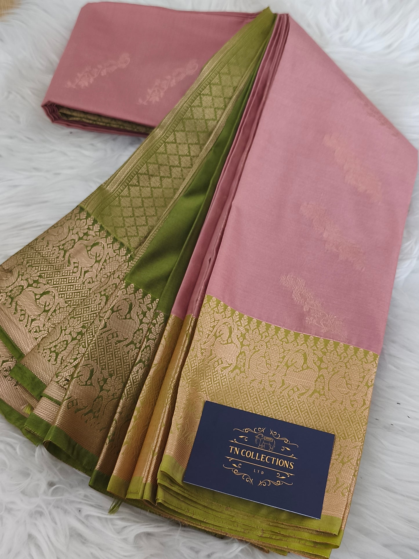 Dusty Pink Kanjivaram Semi Silk Saree