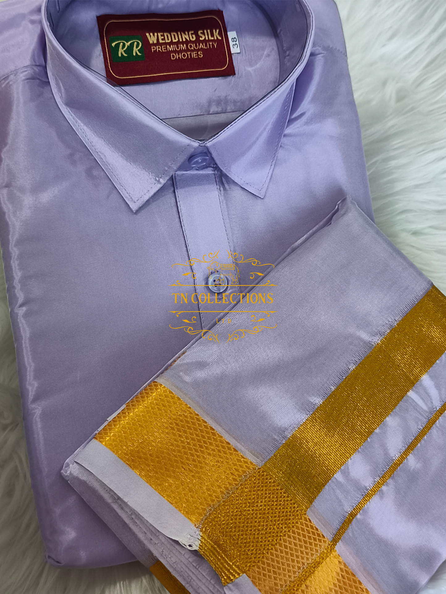 Lavender Colour Veshti Shirt set