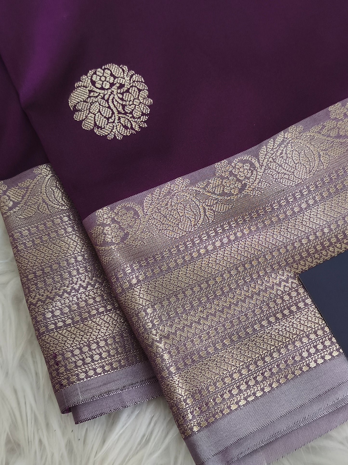 Banarasi Semi Katan Semi Silk Saree (Wine Purple)