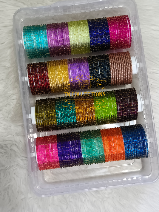 Raindrop Glass Bangles Set With Display Box (SIZE 2.6)