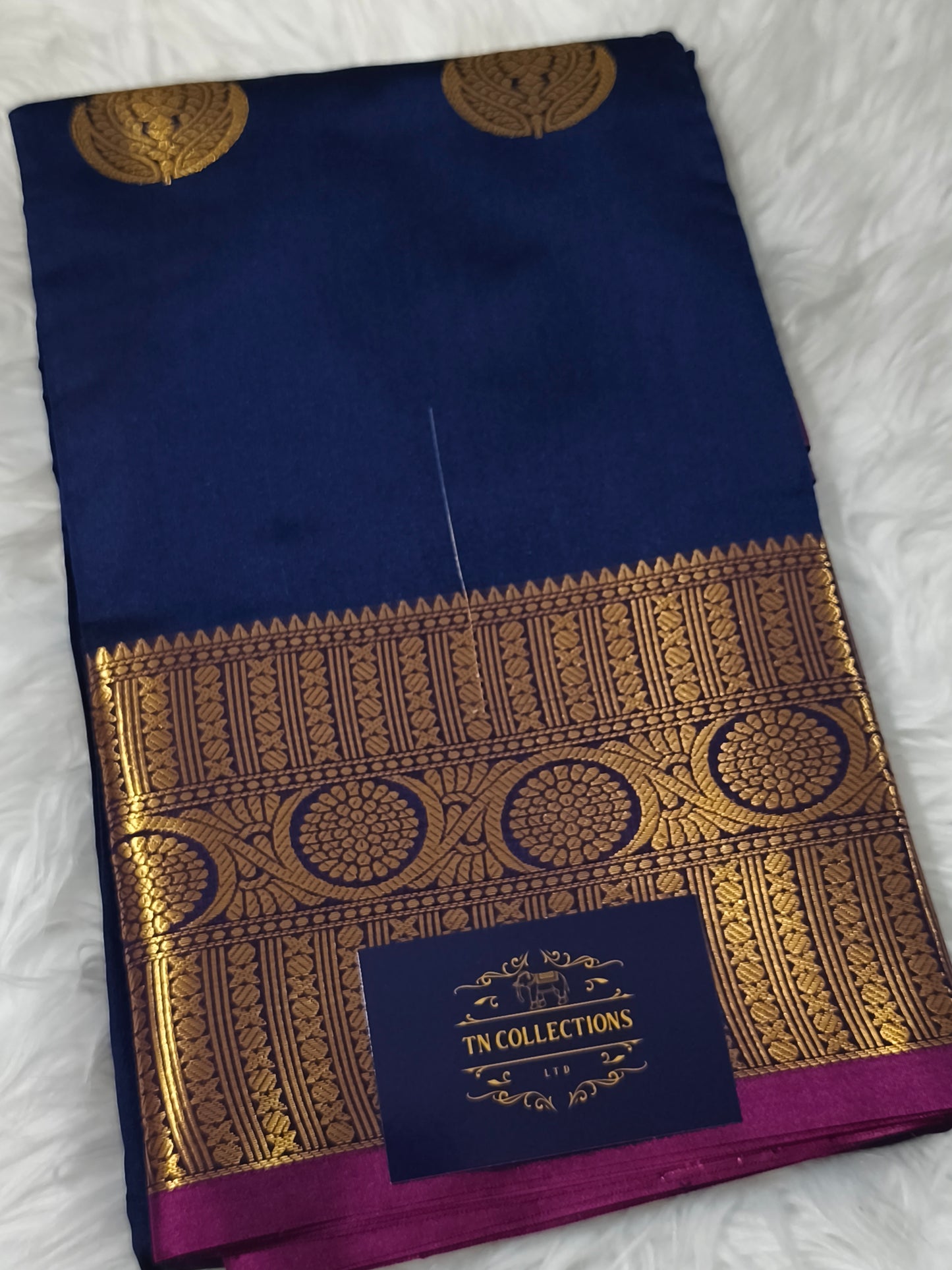 Luxury Semi Soft Silk Saree (Navy Blue)