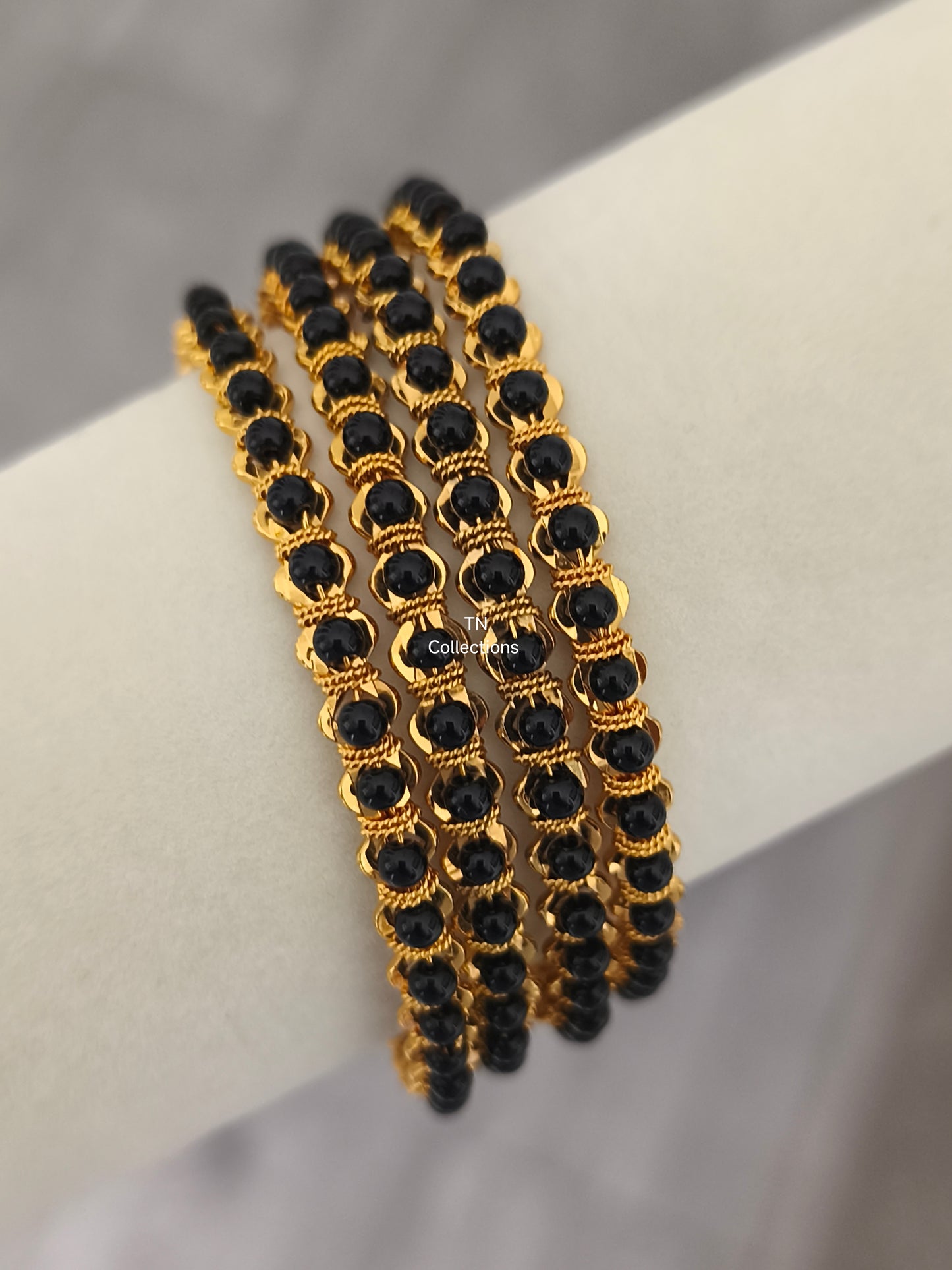 One gram gold polished Beaded Bangles a Pair (Size 2.6)