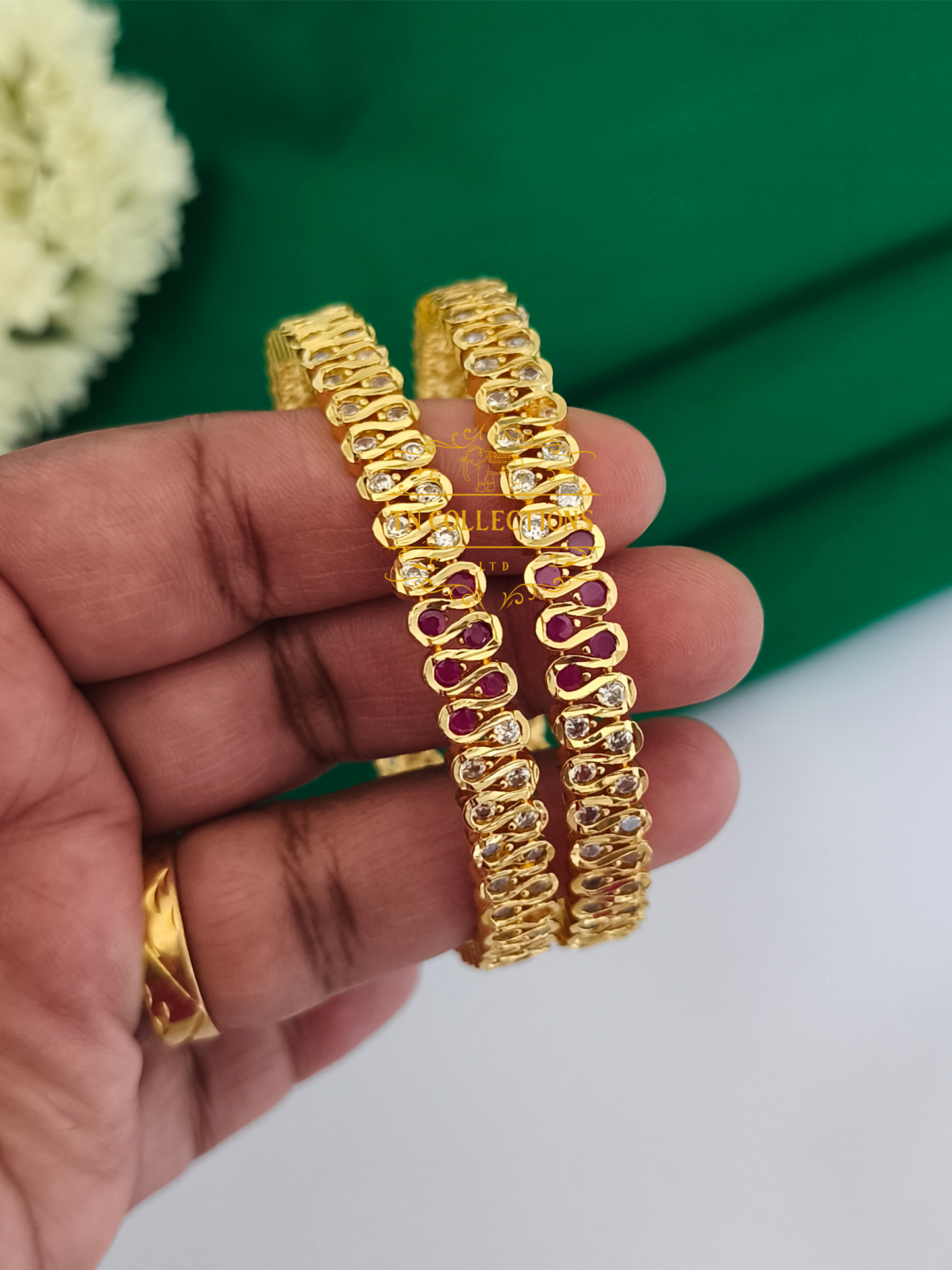 Micro Gold Finish CZ stone Bangles