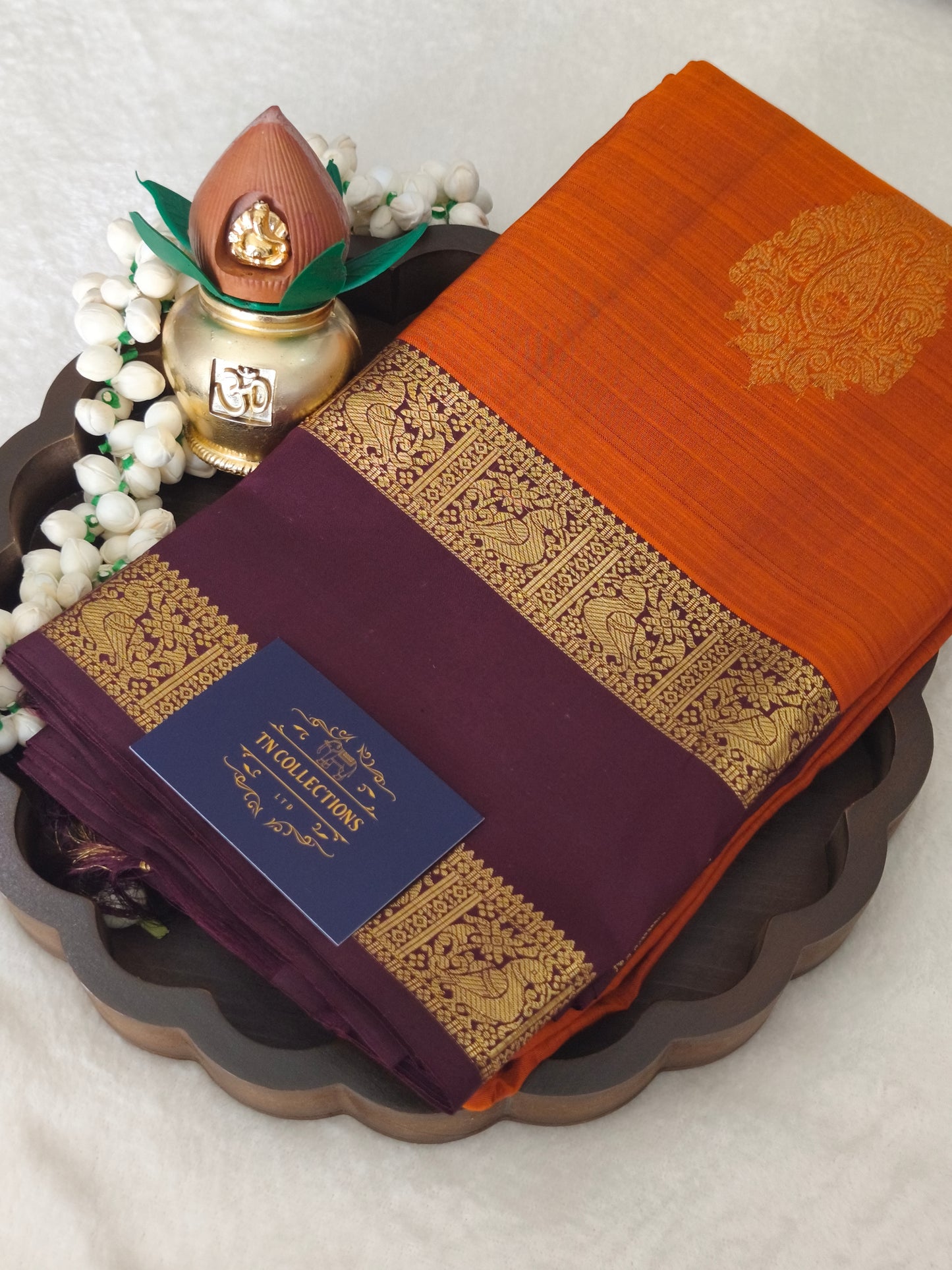 Trendy Pure Kanchipuram Silk Saree (Vintage Rusty Orange)