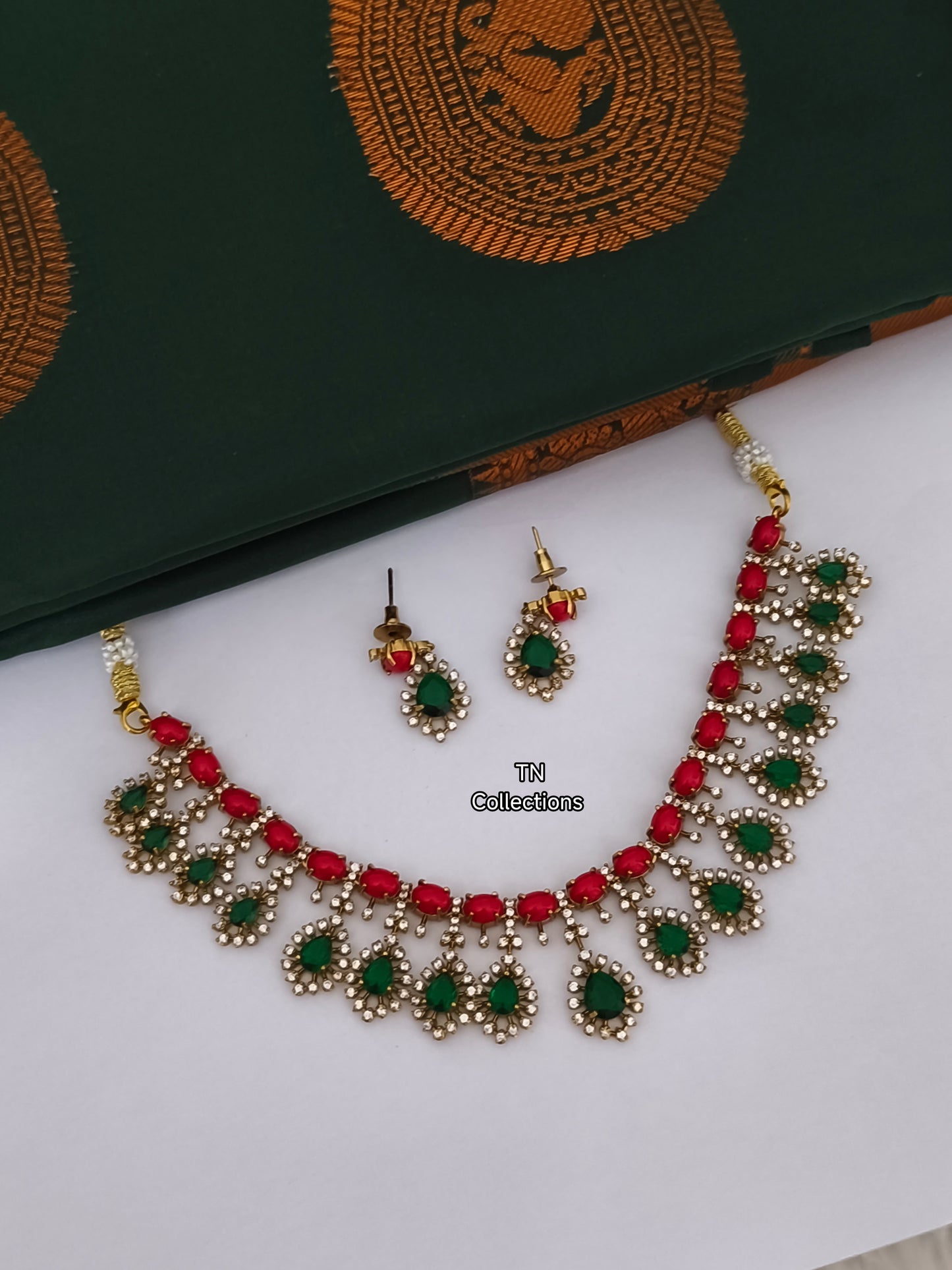 Diamond Finish Designer Choker Necklace Set