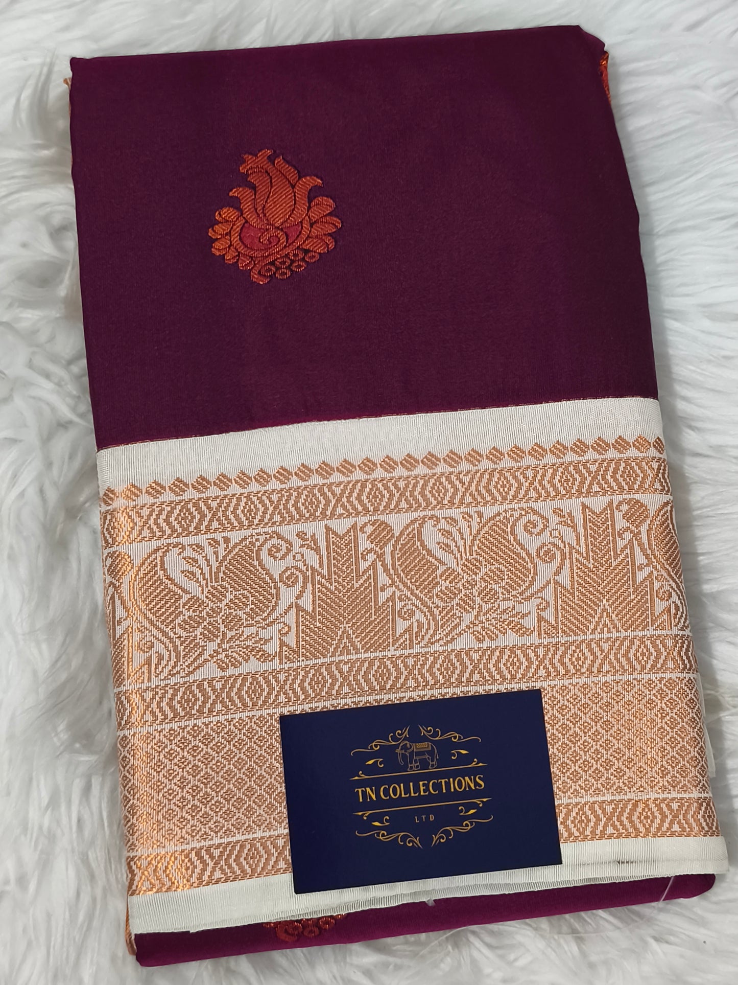 Korvai Premium Soft Silk Saree (Wine Purple)