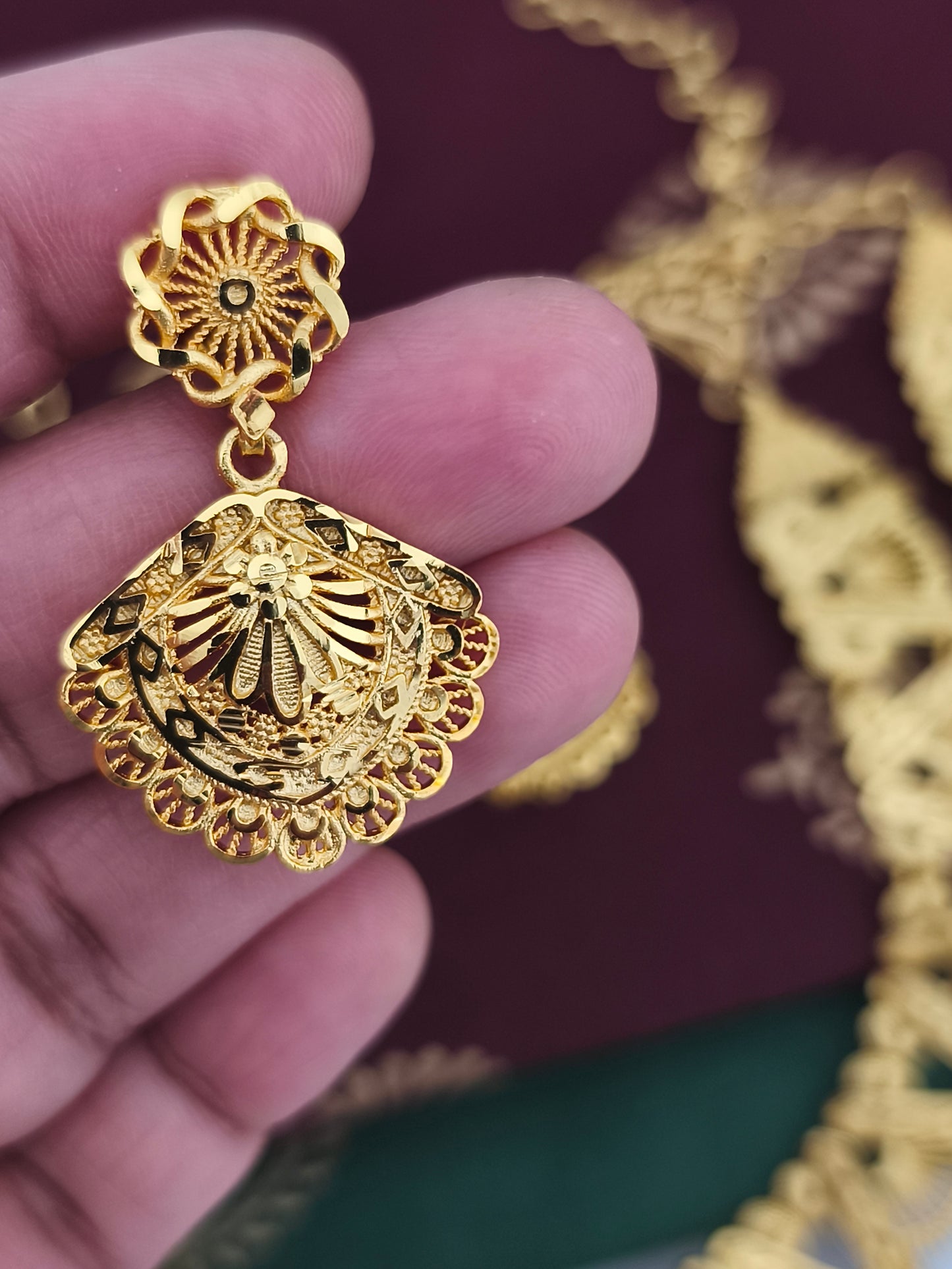 One gram gold plated semi bridal set