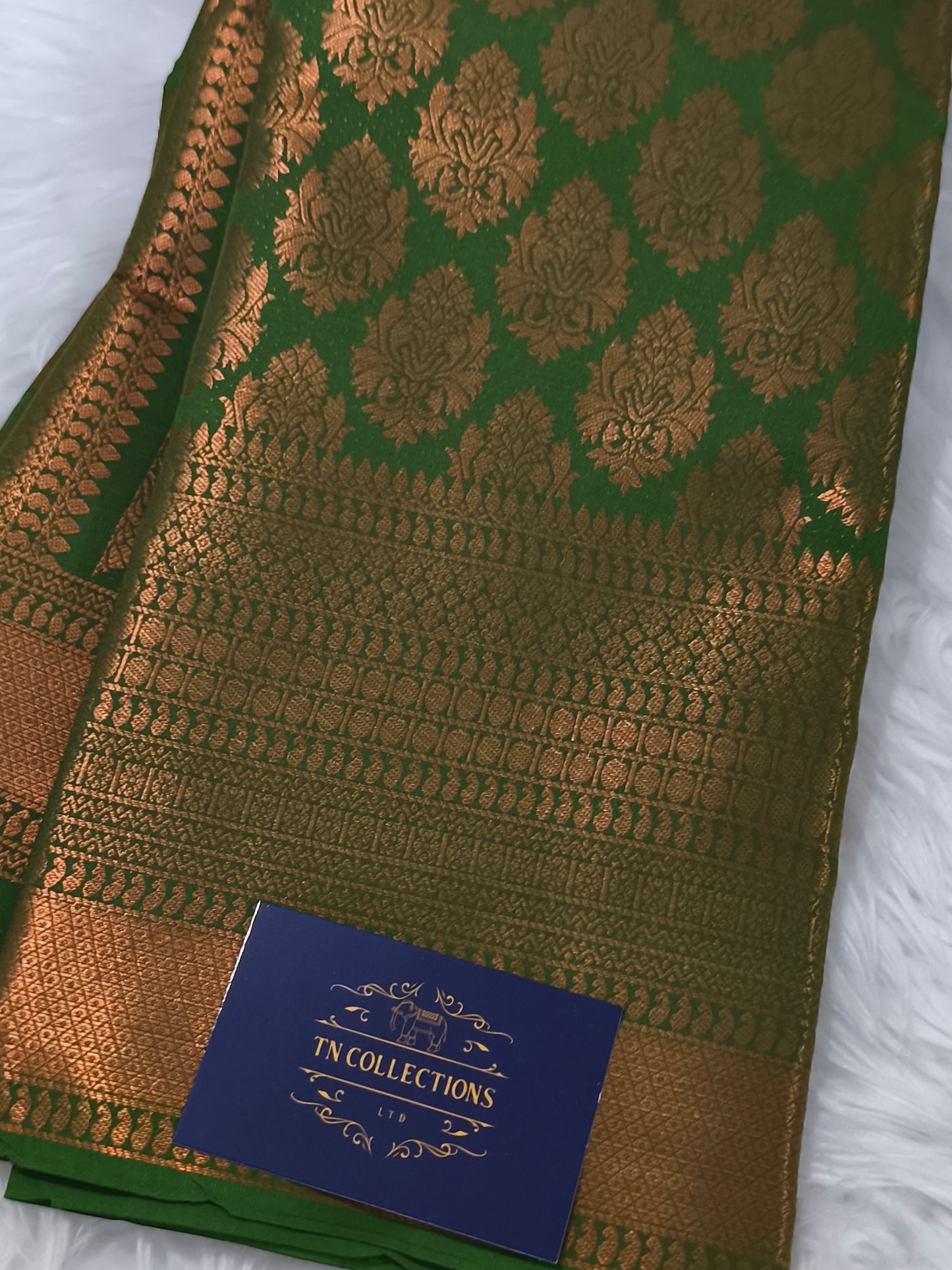 Kanchi Tissue Silk Saree (Olive Green)