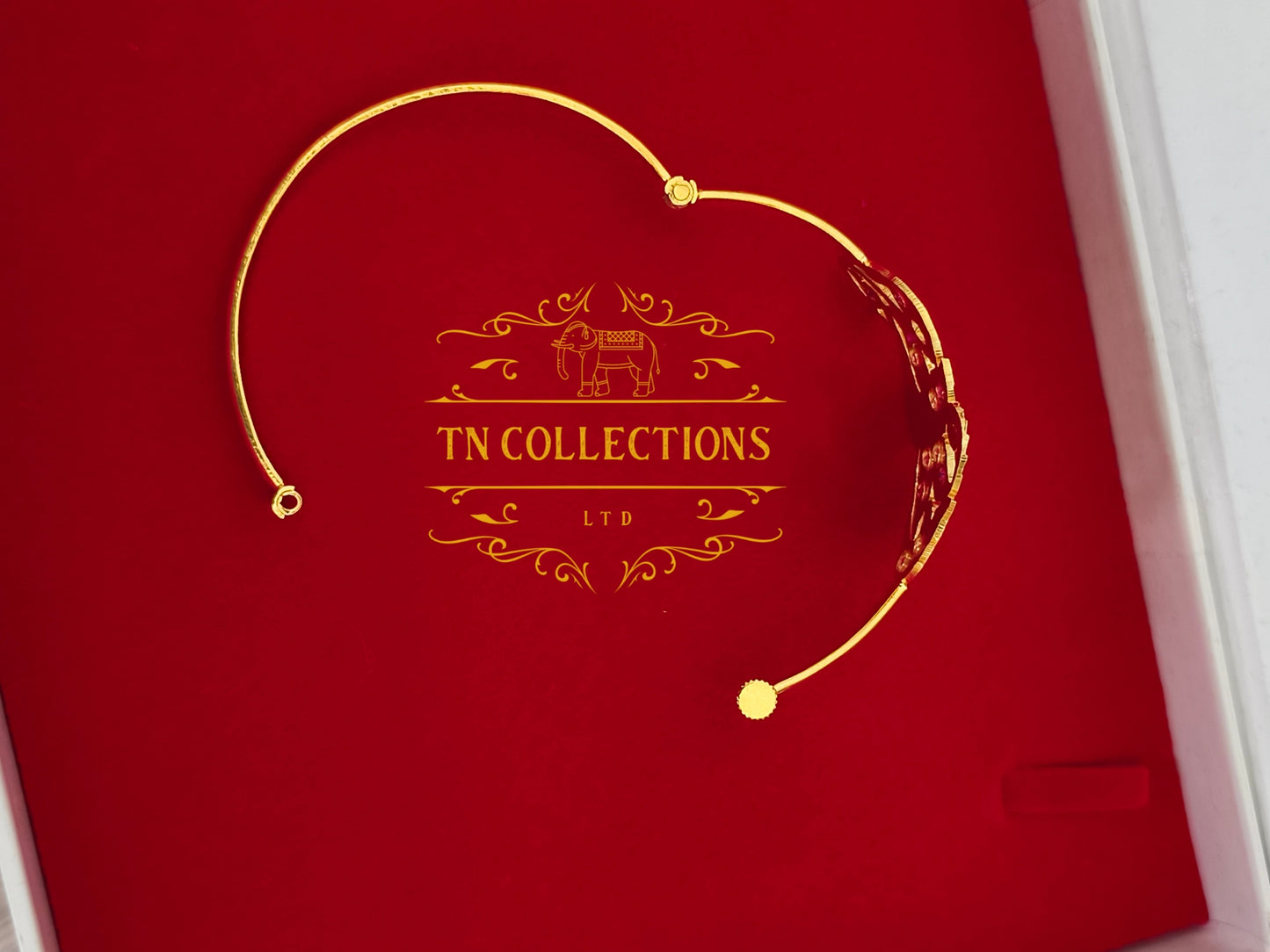 22ct Gold Plated Traditional Screw Bangle (Peacock Design)
