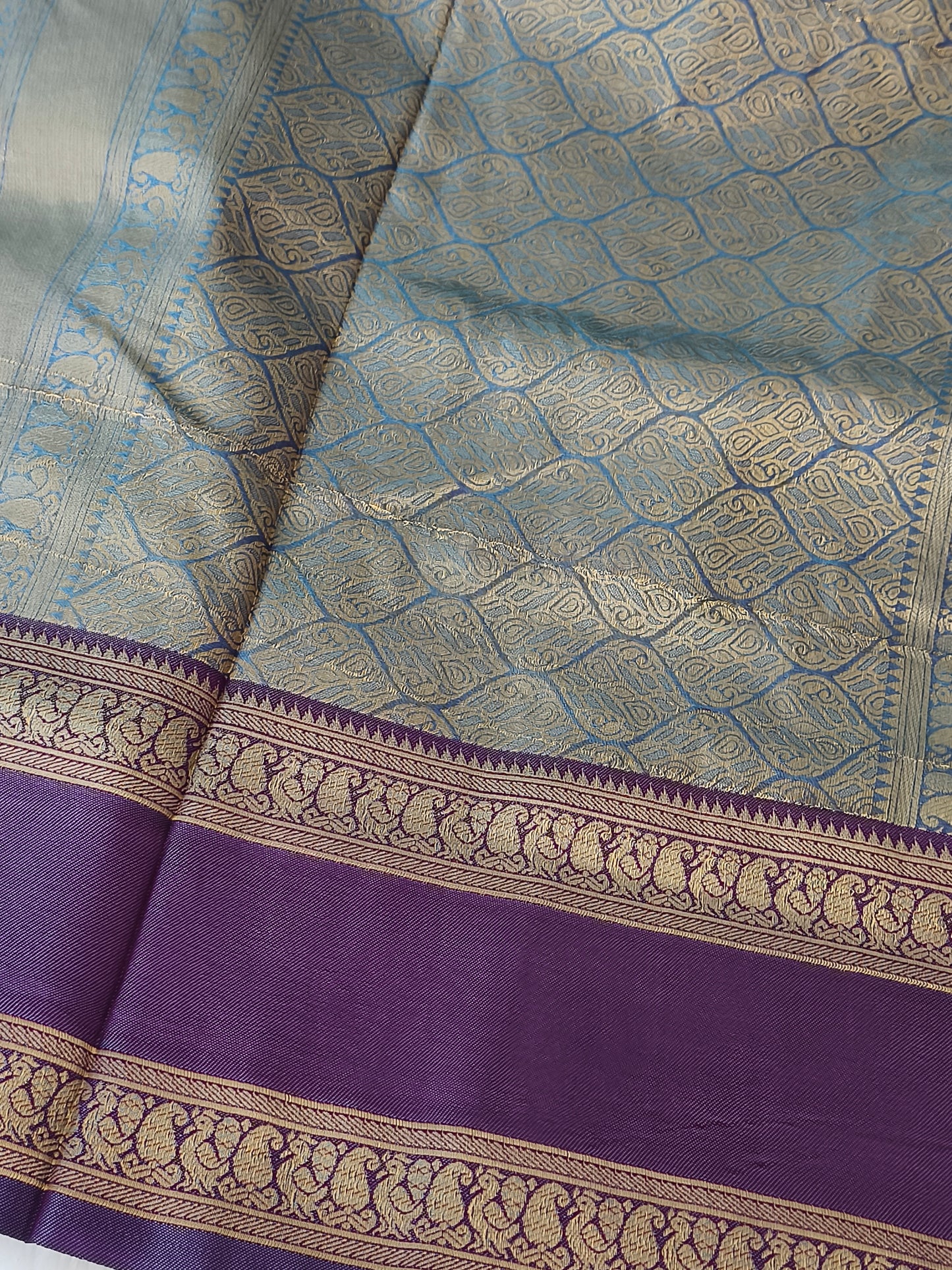 kanjivaram Banaras Soft Pattu saree with contrast blouse