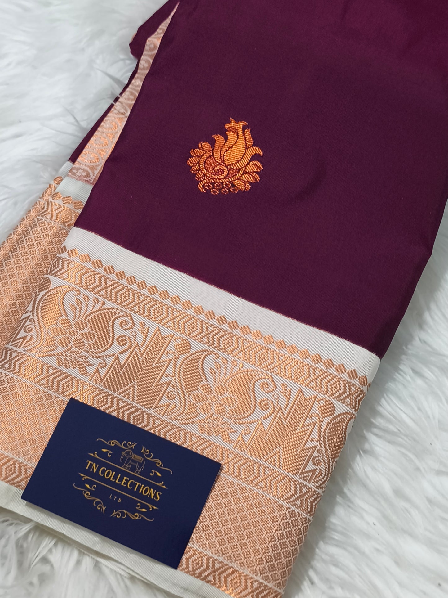 Korvai Premium Soft Silk Saree (Wine Purple)