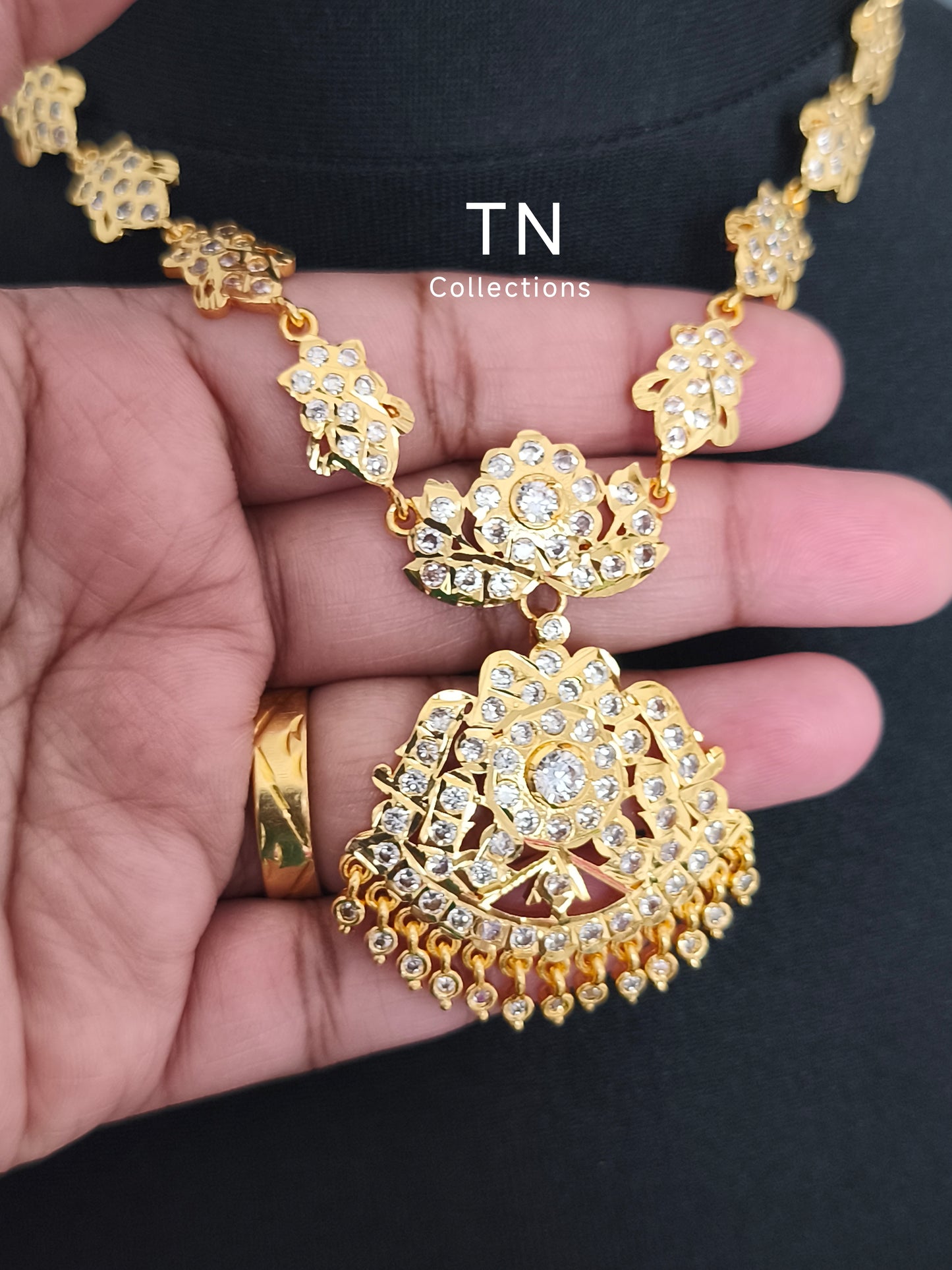 Micro Finish Full white stone Attiyal with earrings