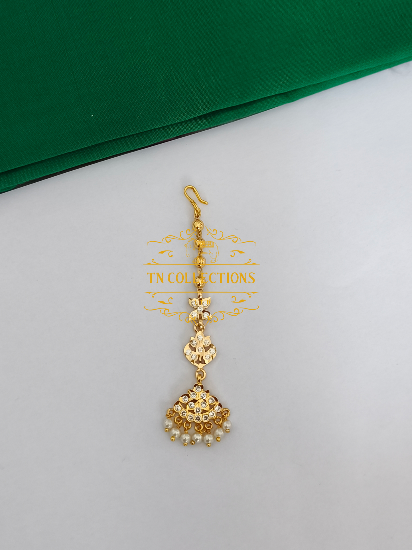 Micro Gold-Plated Tikka with Pearls (Full white stones)