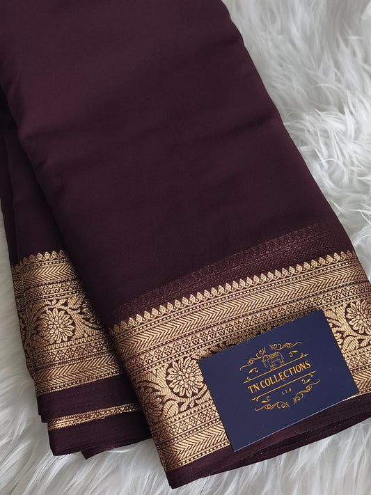 Coffee Brown colour Chiffon Georgette Party Saree
